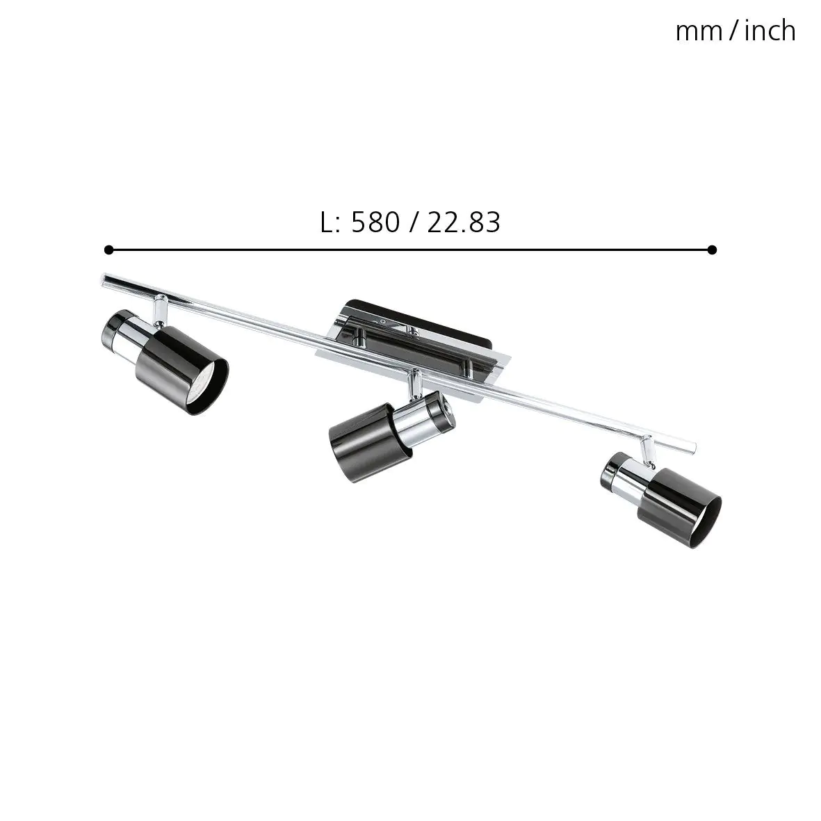 Eglo 3er Spot Davida 1 nickel-nero 58 x 7 cm GU10, warmweiß