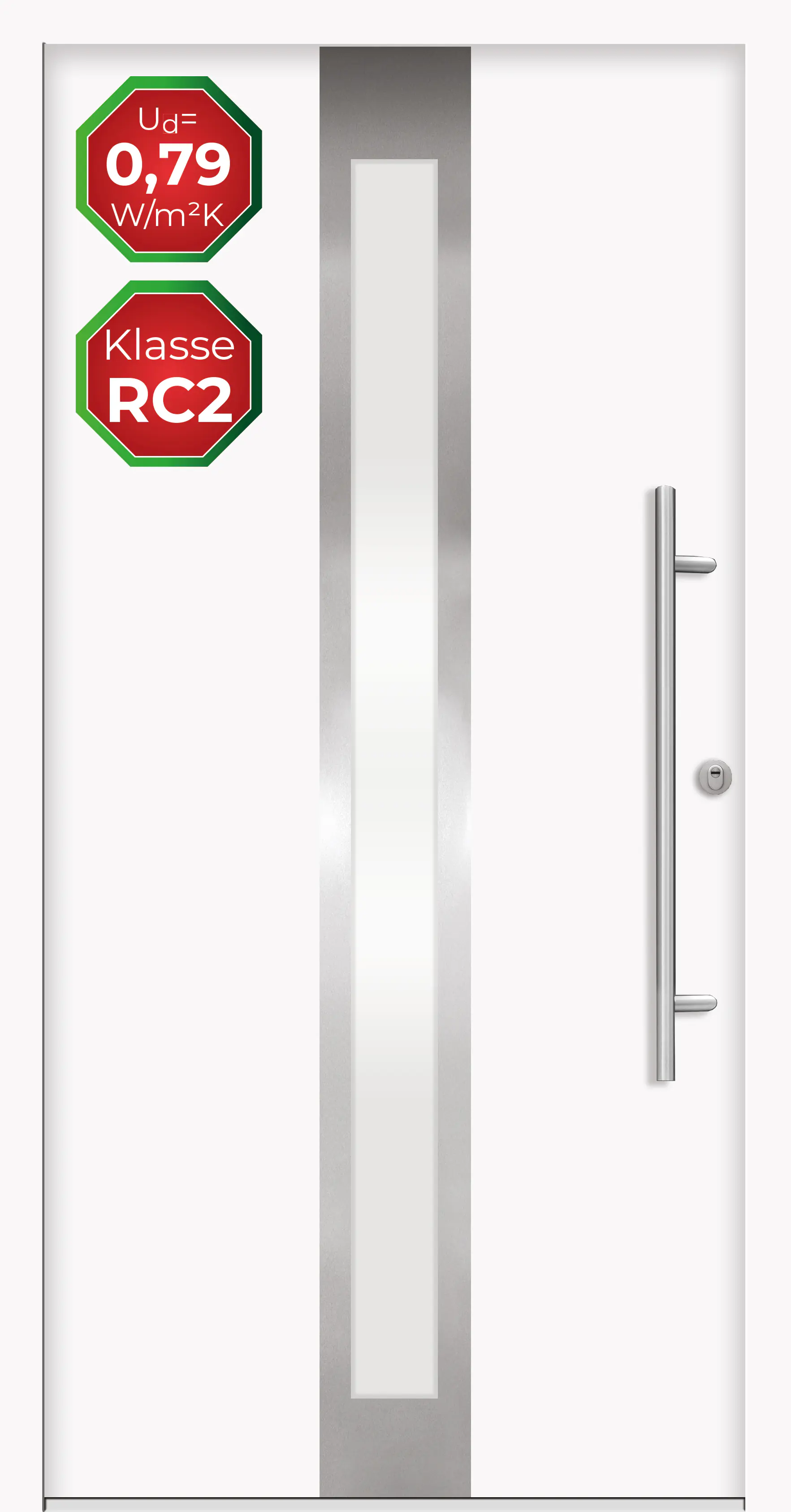 Splendoor Haustür Passivedoor Premium B01 RC2 Weiß DIN Rechts 110 x 210 cm
