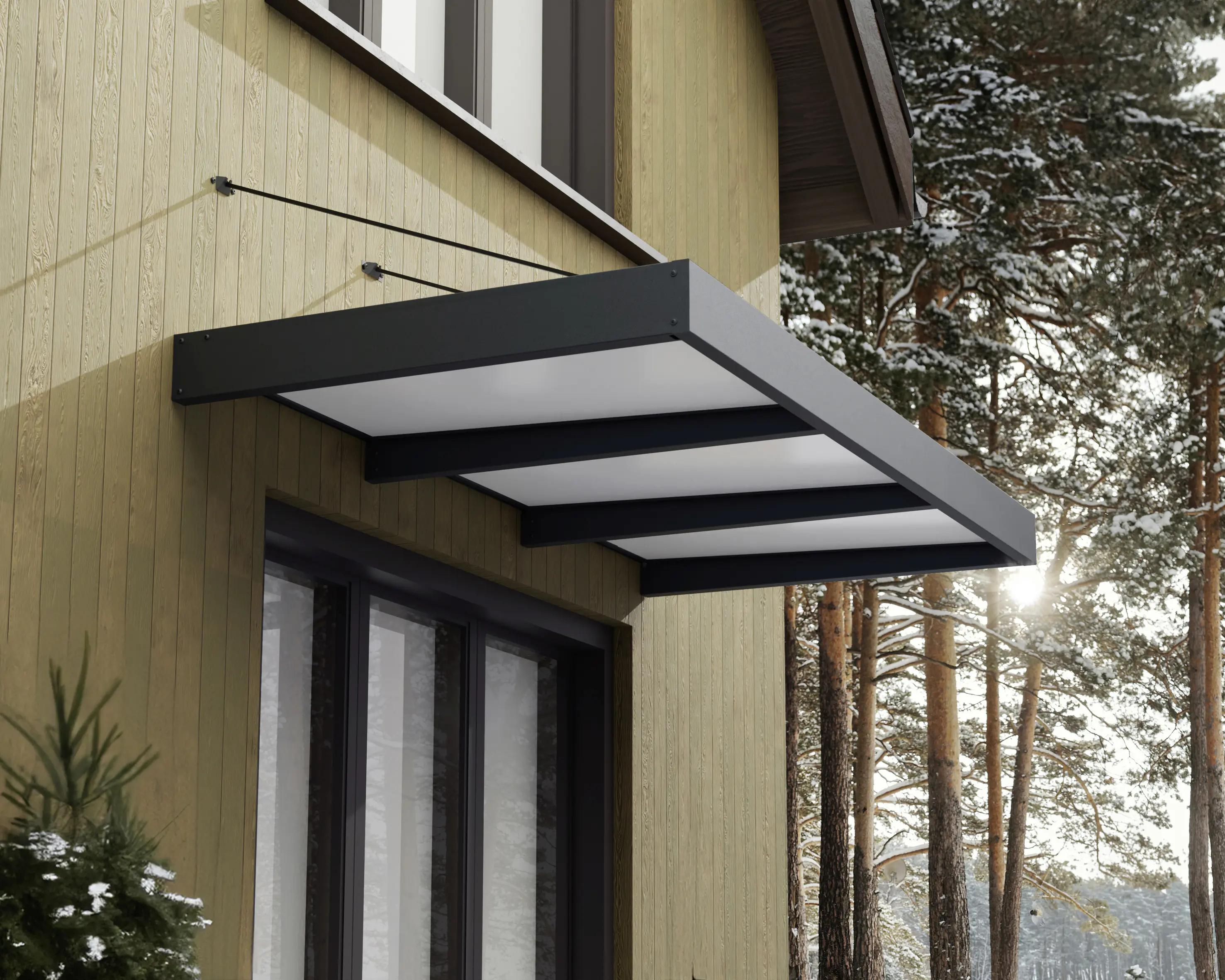 Canopia Vordach Sophia XL 3000 Grau Alu 285 x 140 cm