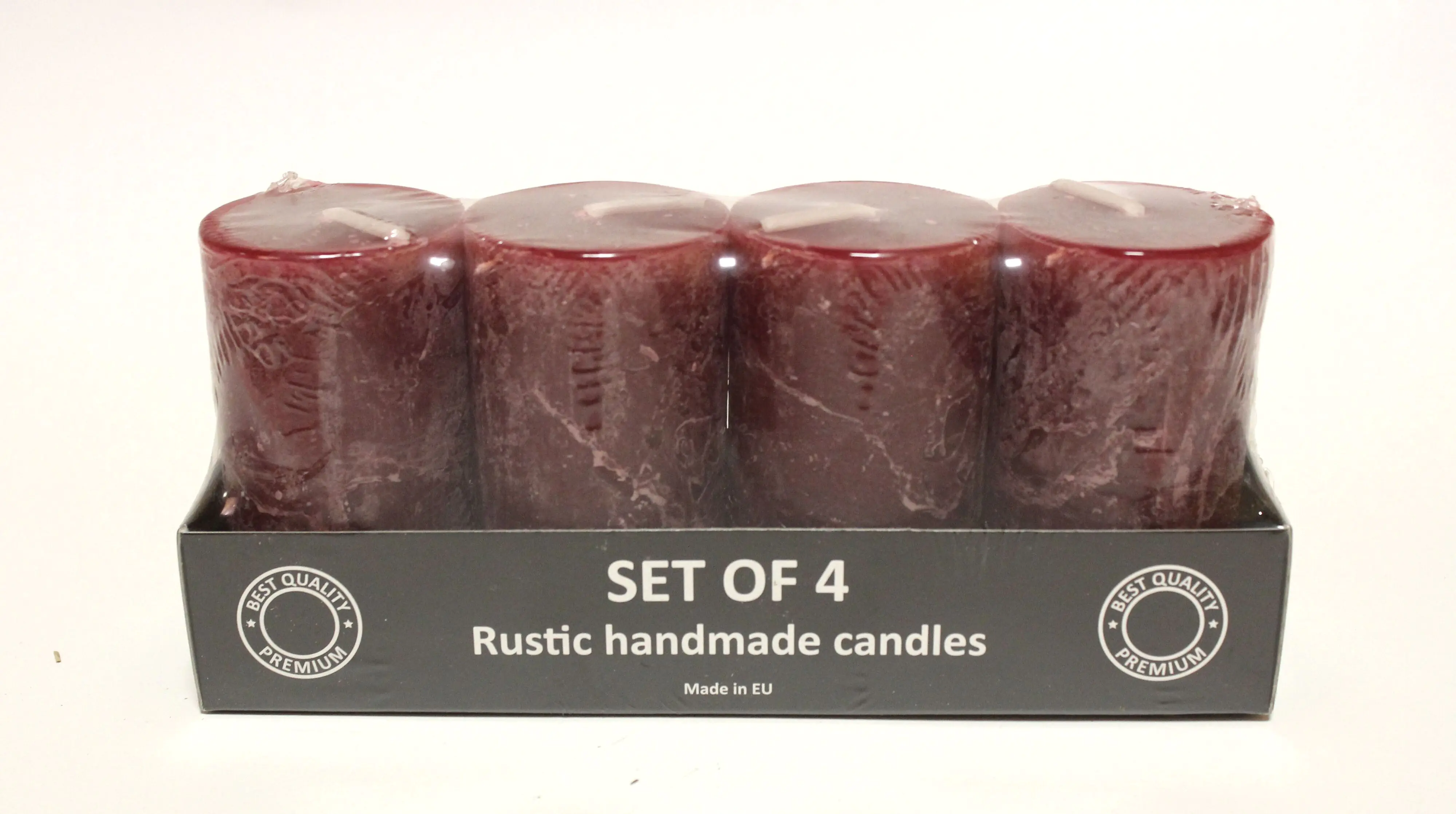 House of Rustic 4er Kerzen-Set weinrot Ø 6 x 9 cm