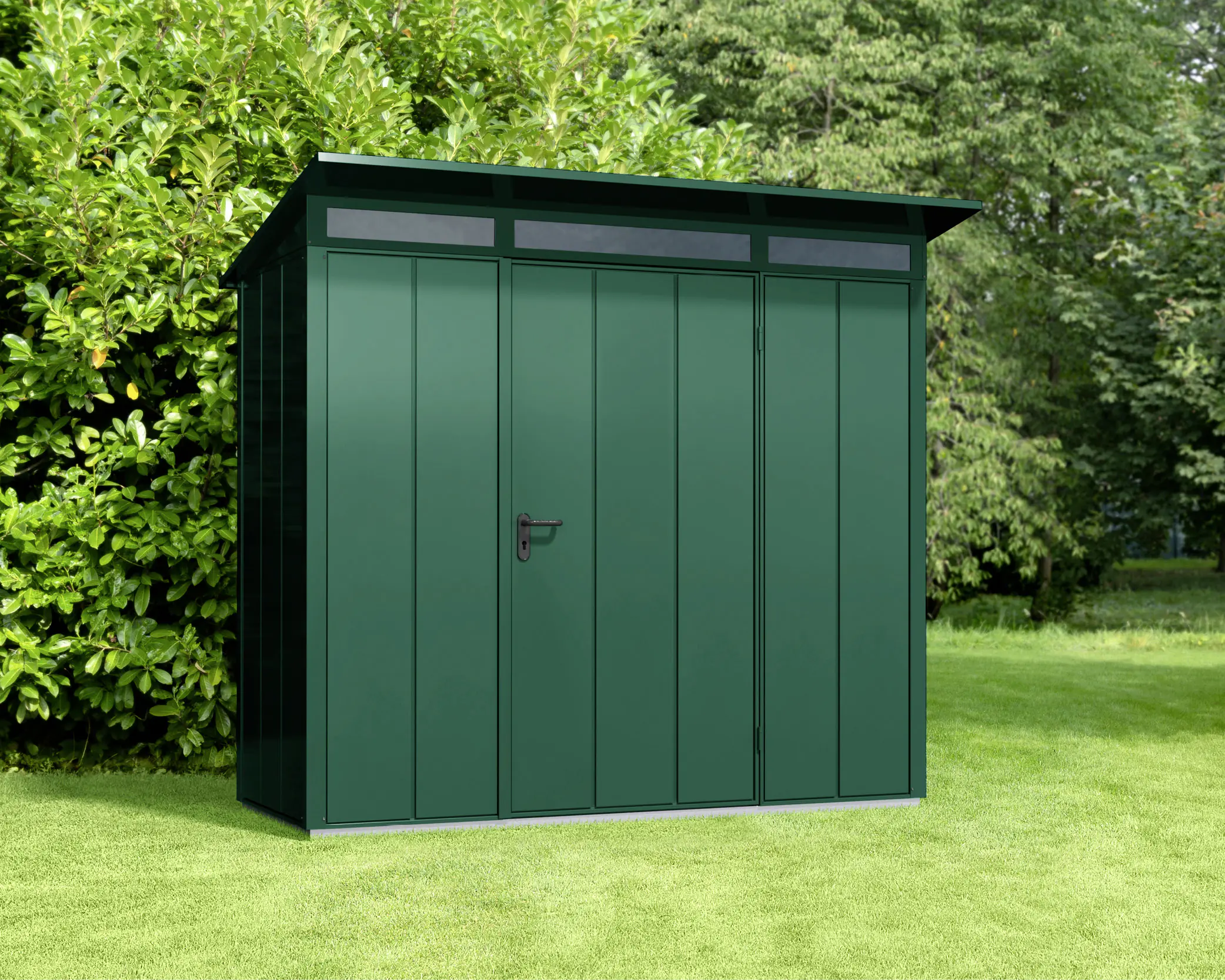 EcoStar Gerätehaus Elegant-P Typ 1 moosgrün 247,9 x 153 x 228,6 cm