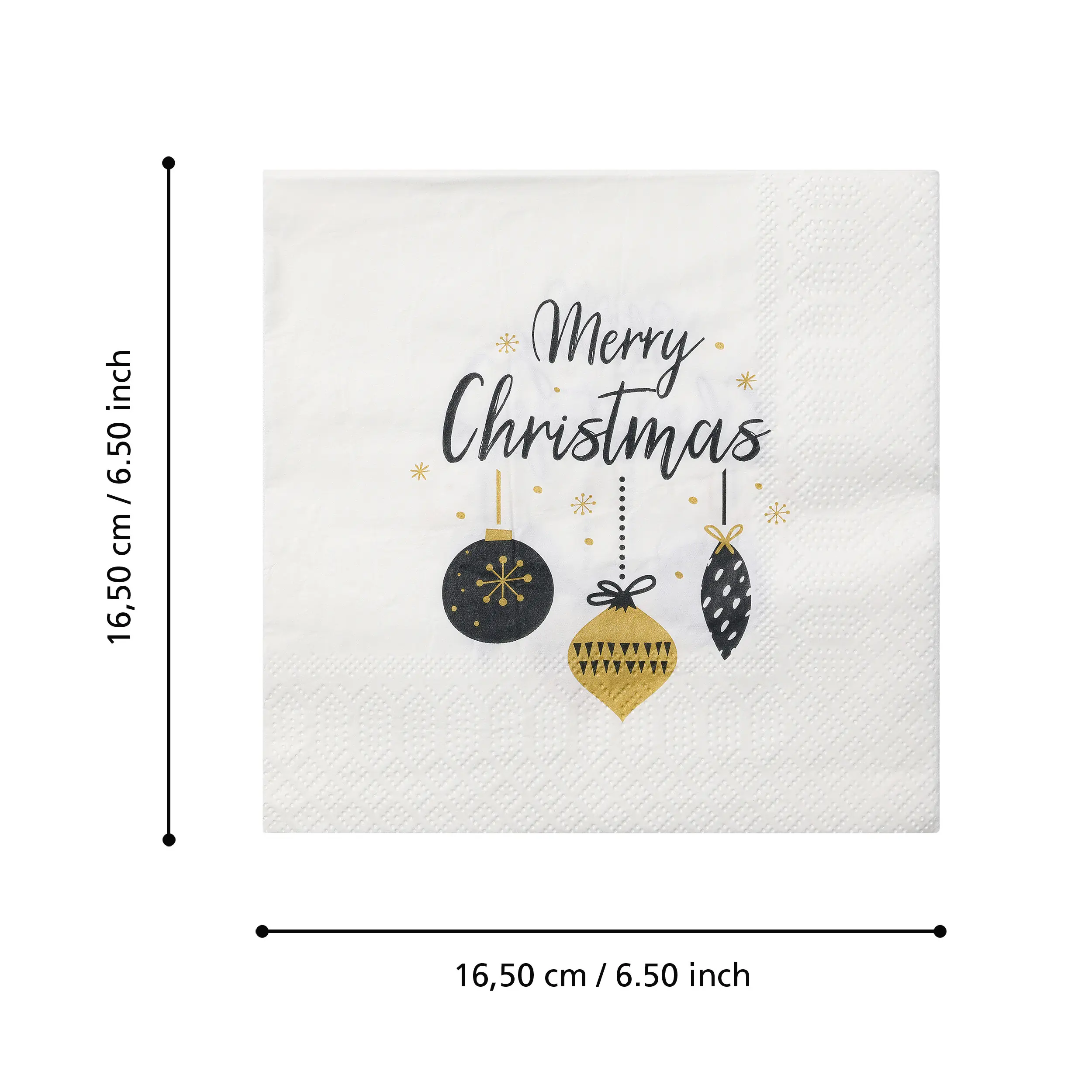 Eglo Servietten Merry Christmas Kugeln weiß 16,5 x 16,5 cm - 20er Pack