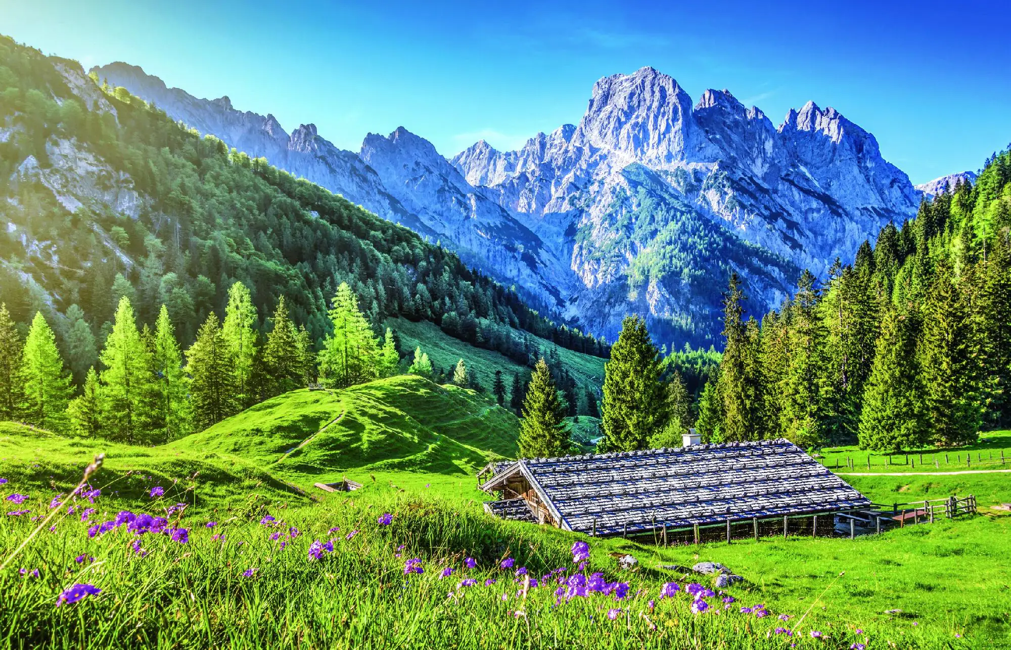 Deco-Block Bild - Alm 90 x 58 cm Deco-Block Bild - Alm 90 x 58 cm