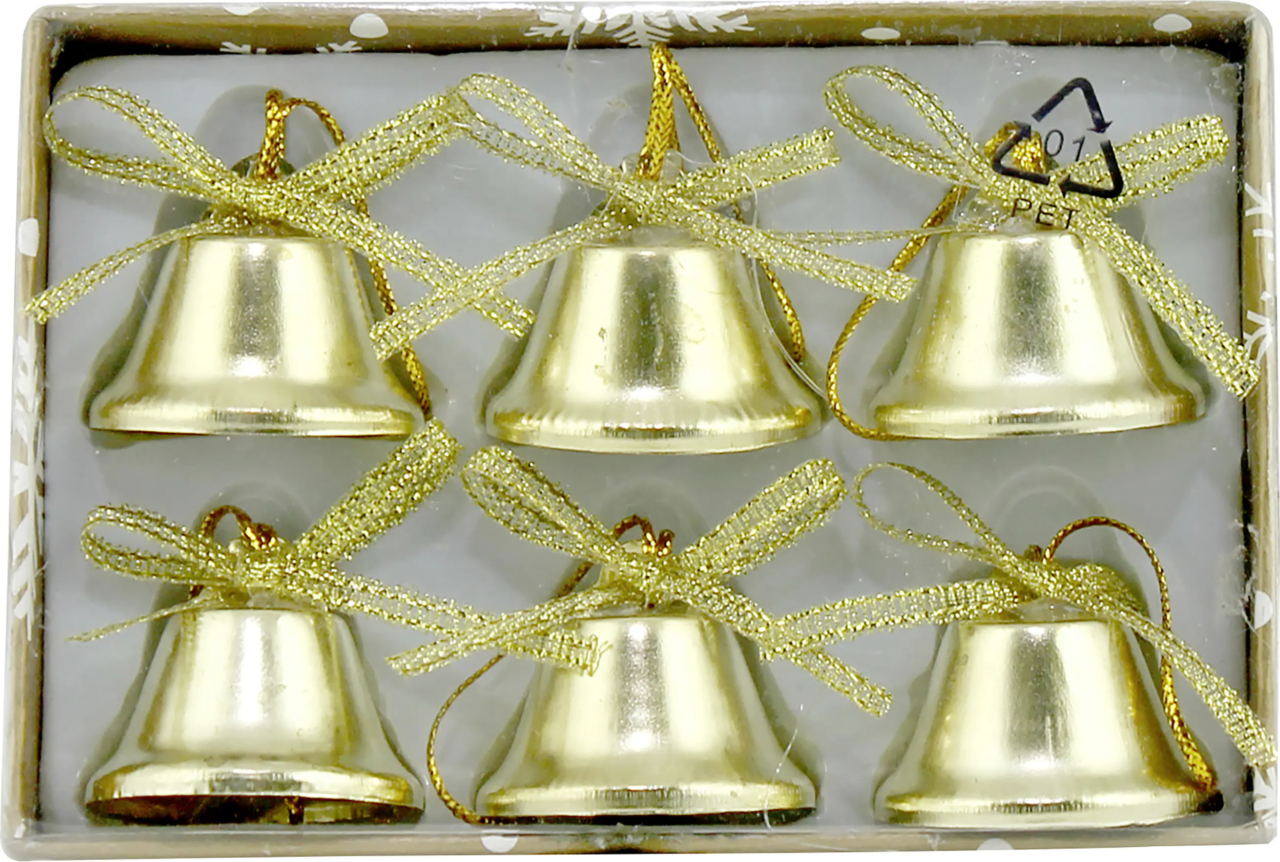 Dekohänger Messingglocken mit Schleife 3 cm gold 6 Stück