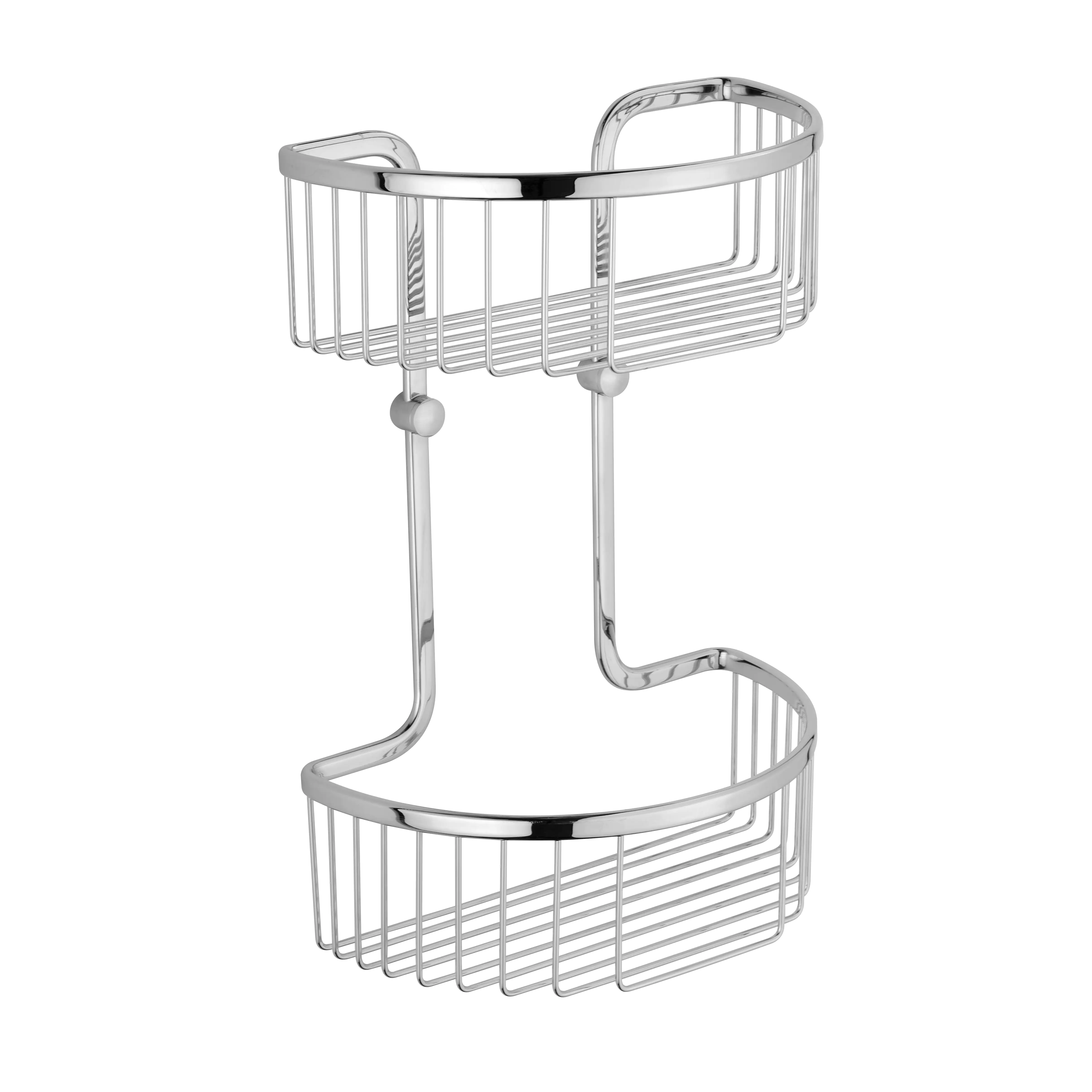 4333692060295 Primaster Duschkorb Tuna rund Edelstahl 2 Ablagen chrom