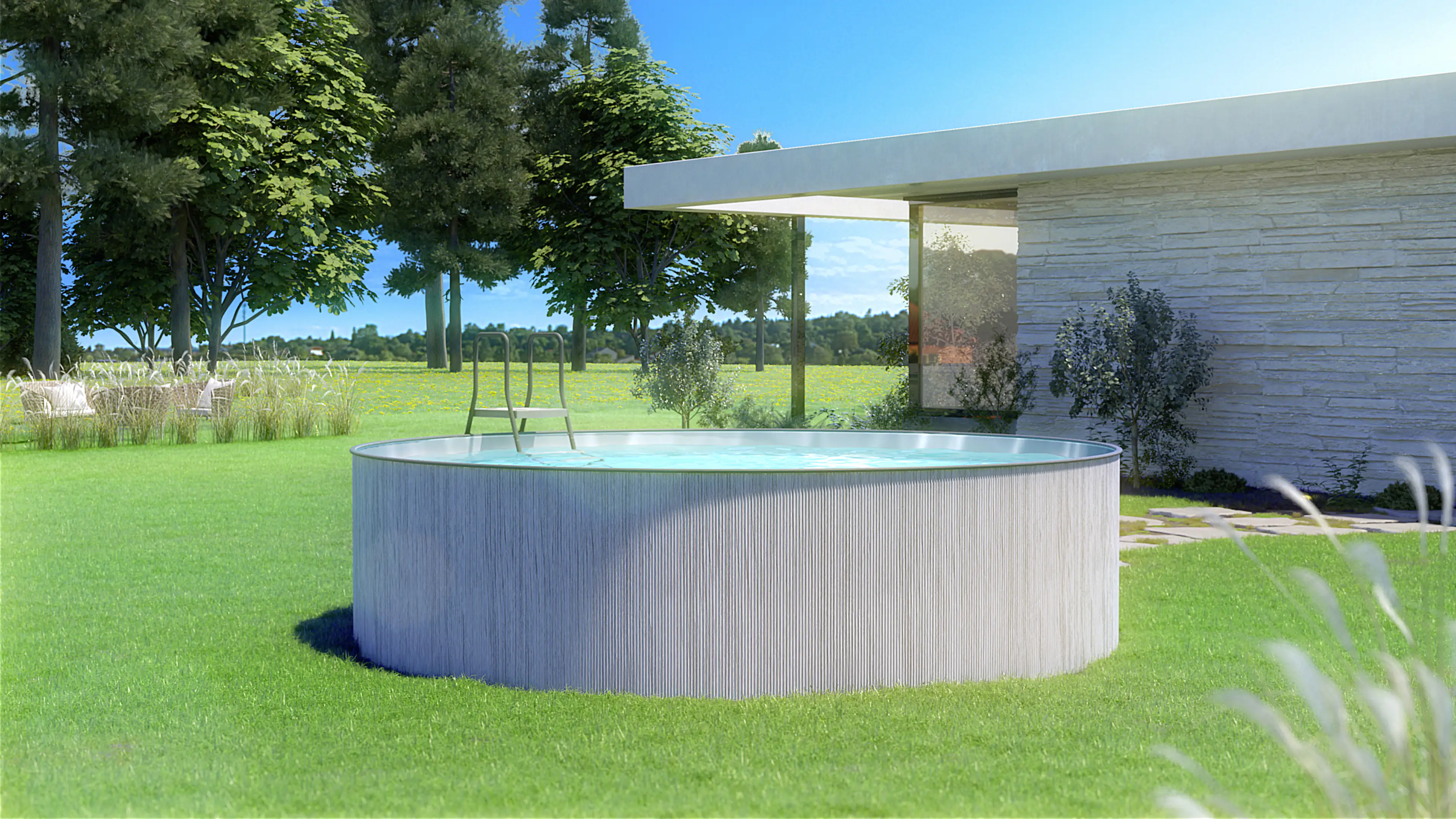 Steinbach Stahlwandpool New Splasher Secure grau Ø 3,50 x 0,90 m Steinbach Stahlwandpool New Splasher Secure grau Ø 3,50 x 0,90 m