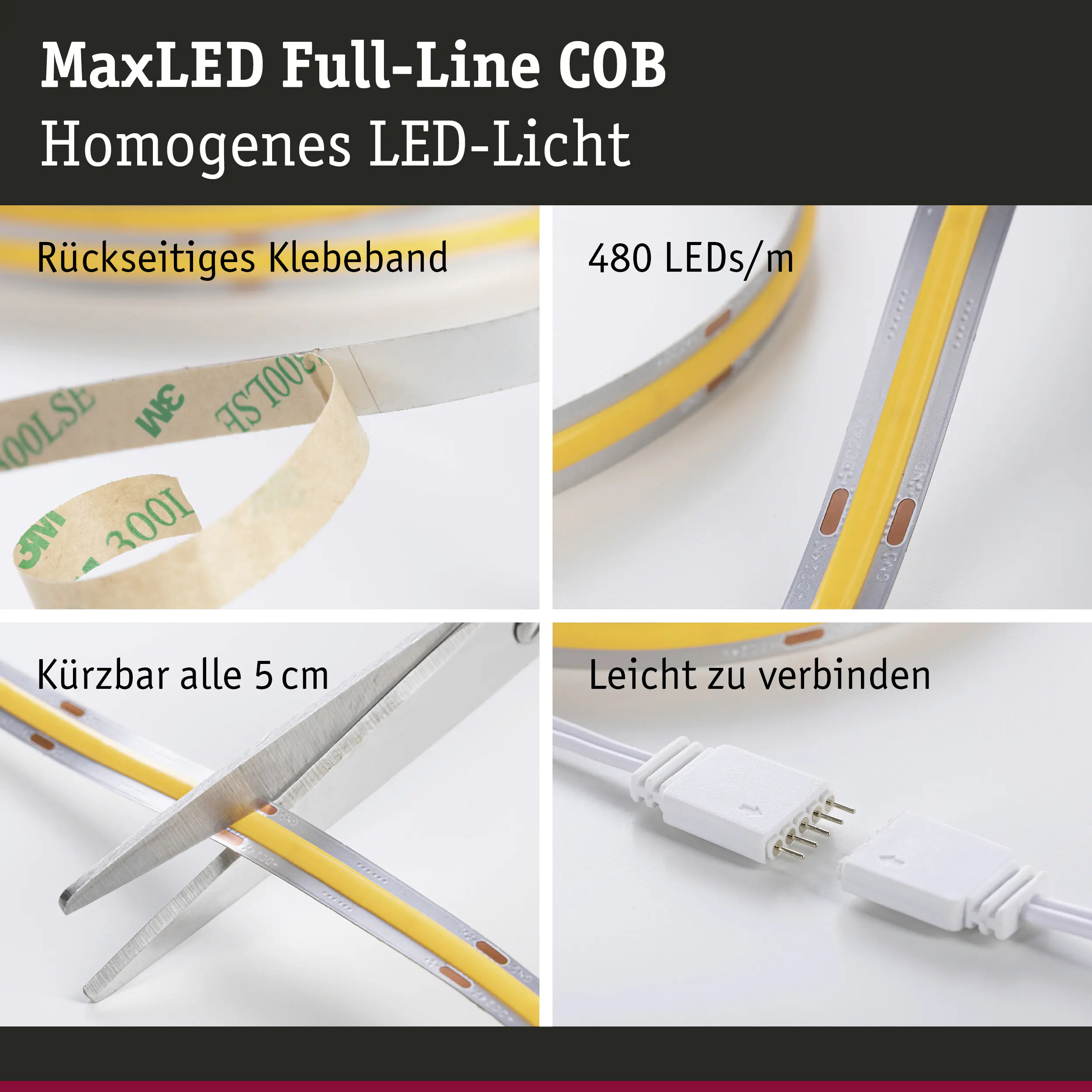 Paulmann MaxLED 1000 Stripe-Basisset 1,5 m warmweiß Full-Line COB silber