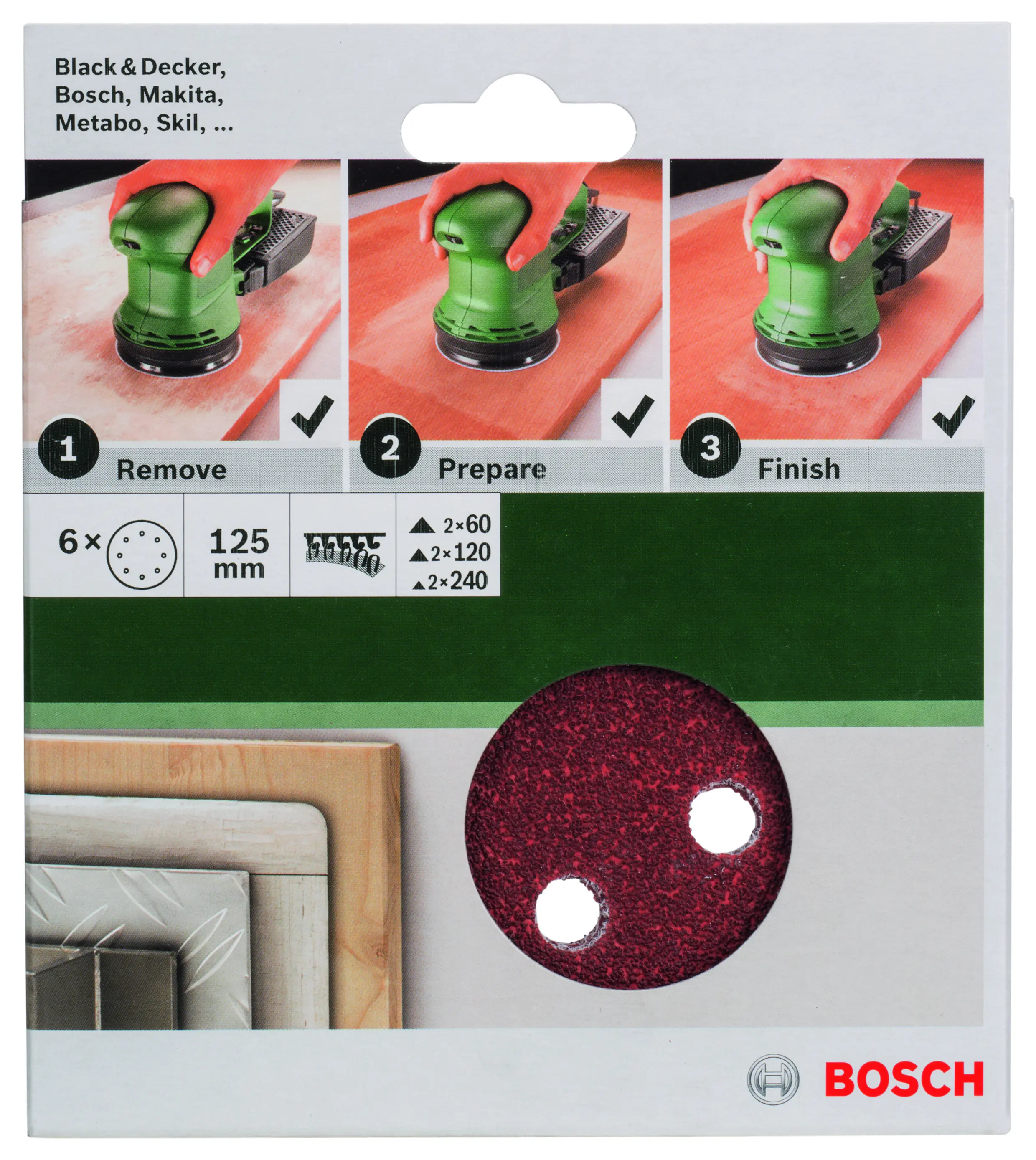 Bosch Schleifblatt-Set für Exzenterschleifer 125 mm 6-teilig Bosch Schleifblatt-Set für Exzenterschleifer 125 mm 6-teilig