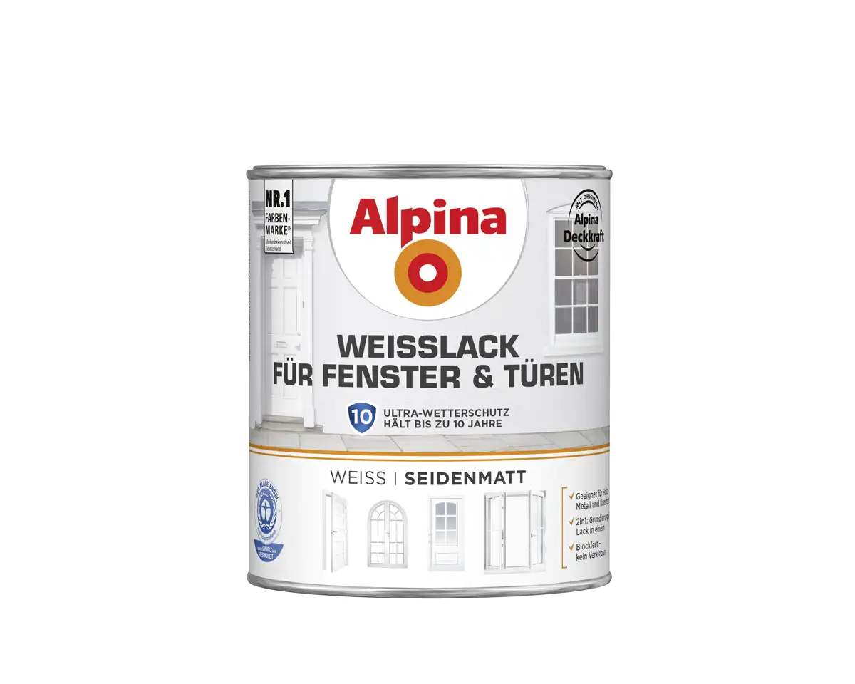 Alpina Weißlack für Fenster & Türen 750 ml weiß seidenmatt
