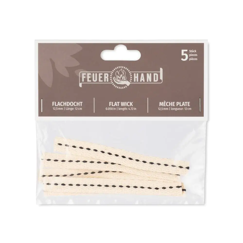 4250435720073 Feuerhand Flachdocht 12,5 mm x 12 cm (5 Stk) Material: 100 % Baumwolle
