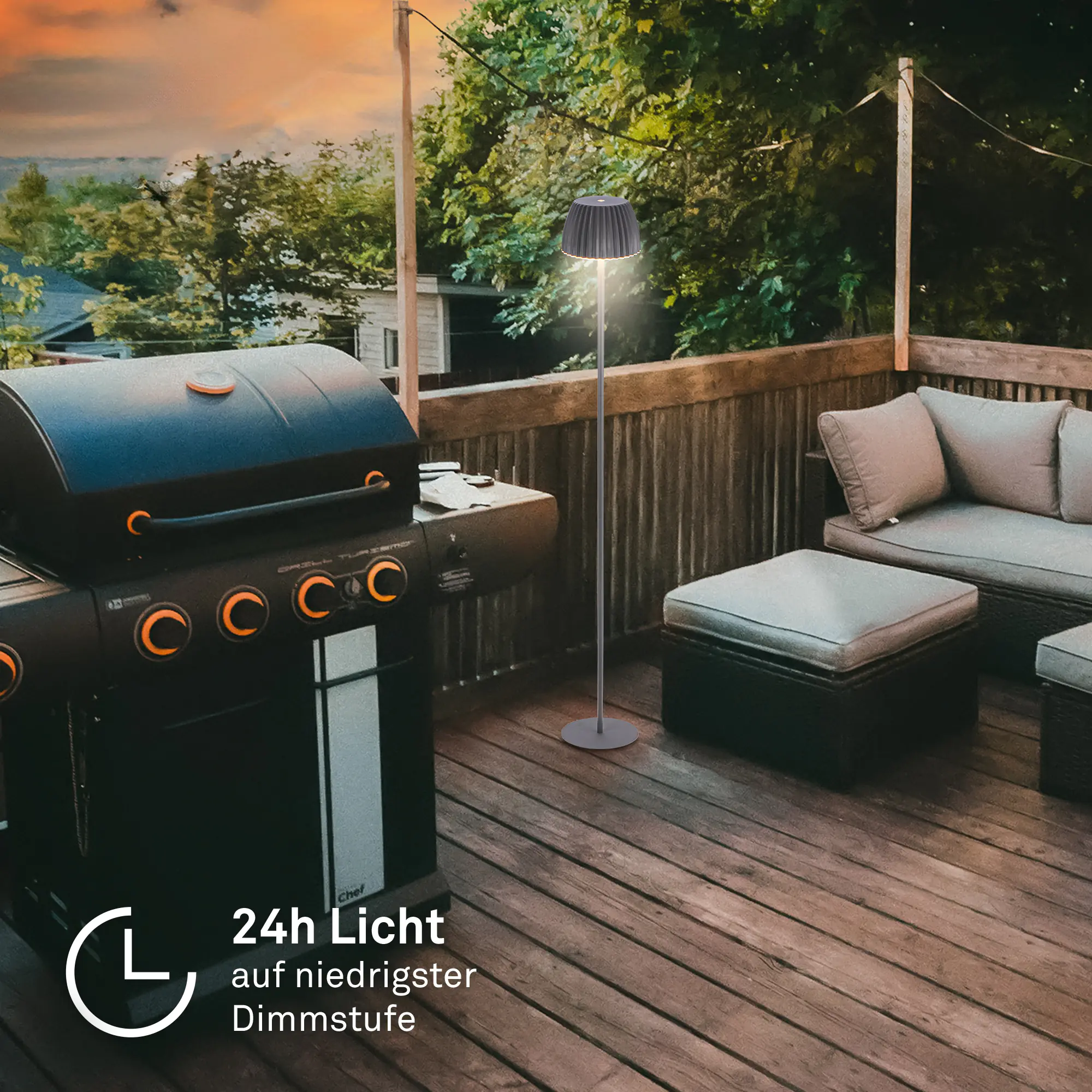 Briloner LED-Stehleuchte Riffle mit Akku anthrazit dimmbar