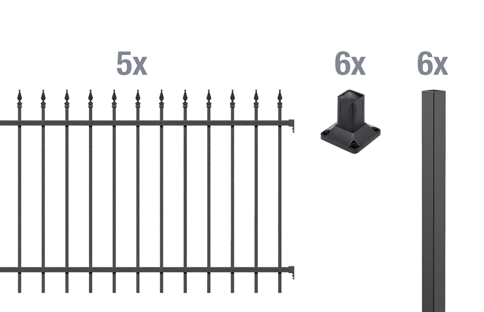 Alberts Komplettset Zaun Chaussee 10 m 120 cm matt schwarz zA Alberts Komplettset Zaun Chaussee 10 m 120 cm matt schwarz zA