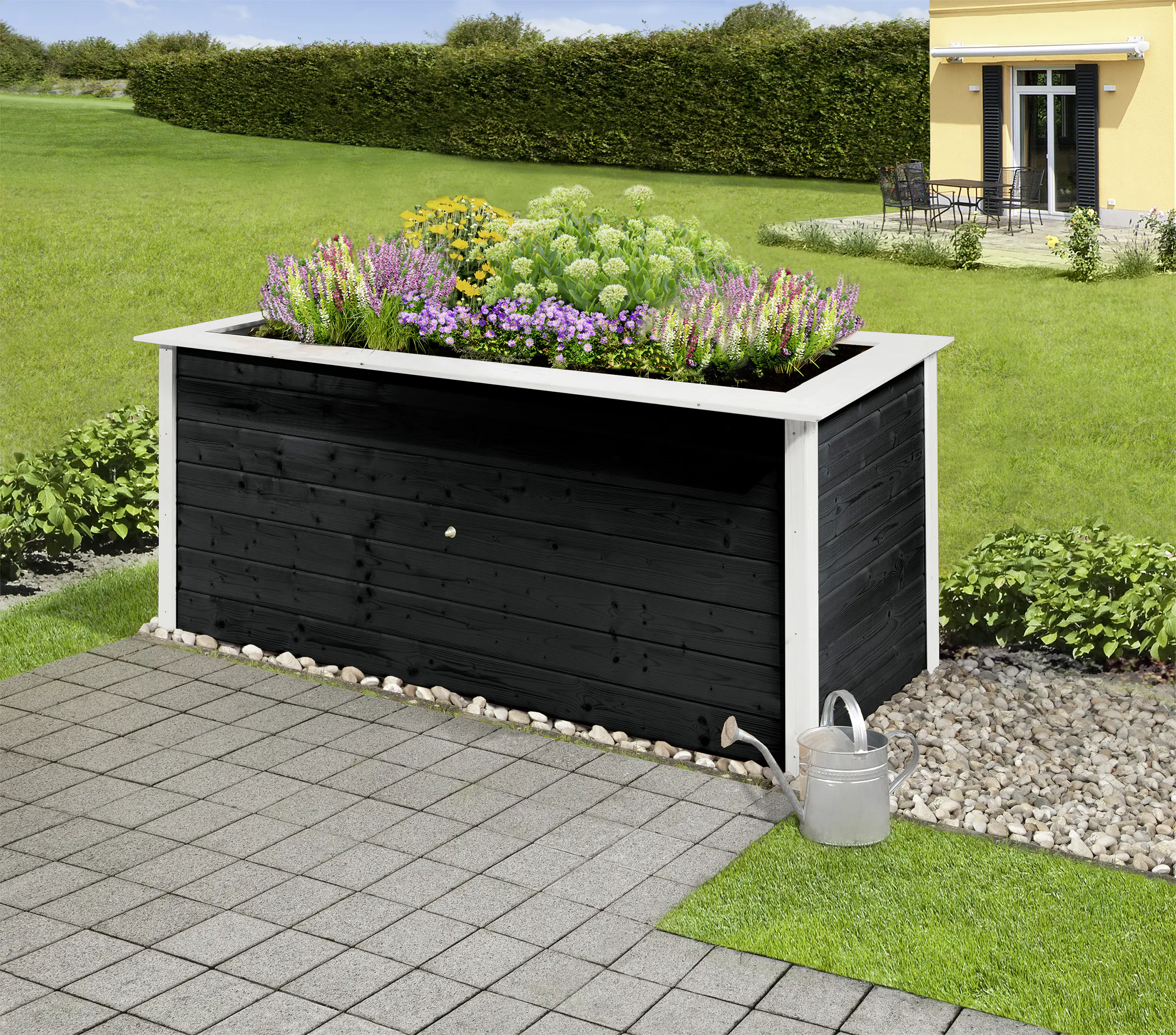 Weka Hochbeet 28 205 x 80 x 81 cm anthrazit mit Noppenbahn, Wühlmausschutz