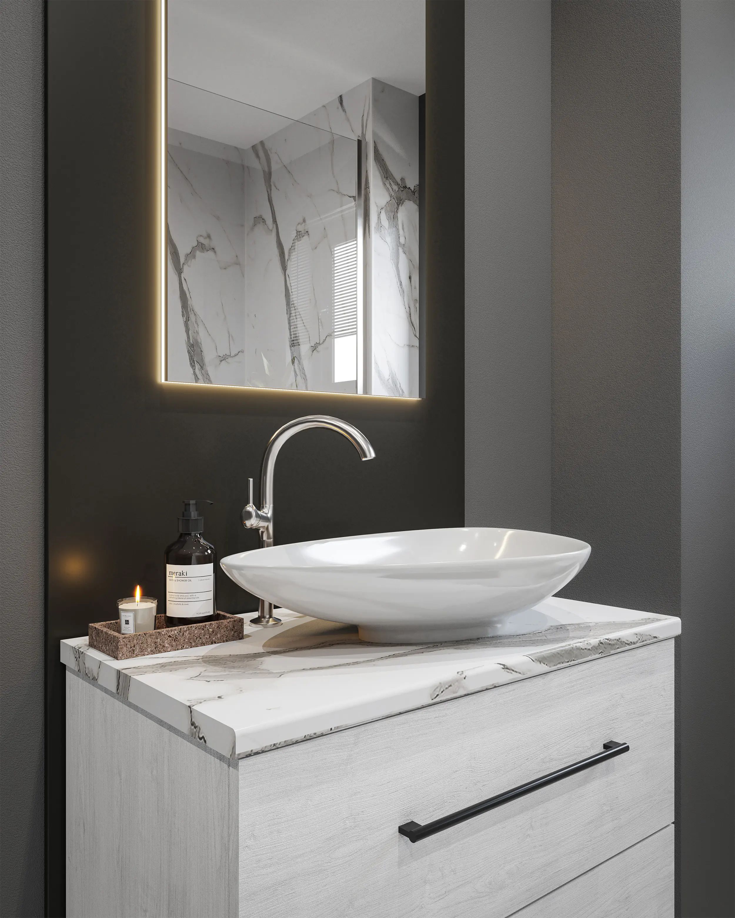 Wetwall Vanity Waschtischplatte 150 x 60 cm Calacatta Statuario