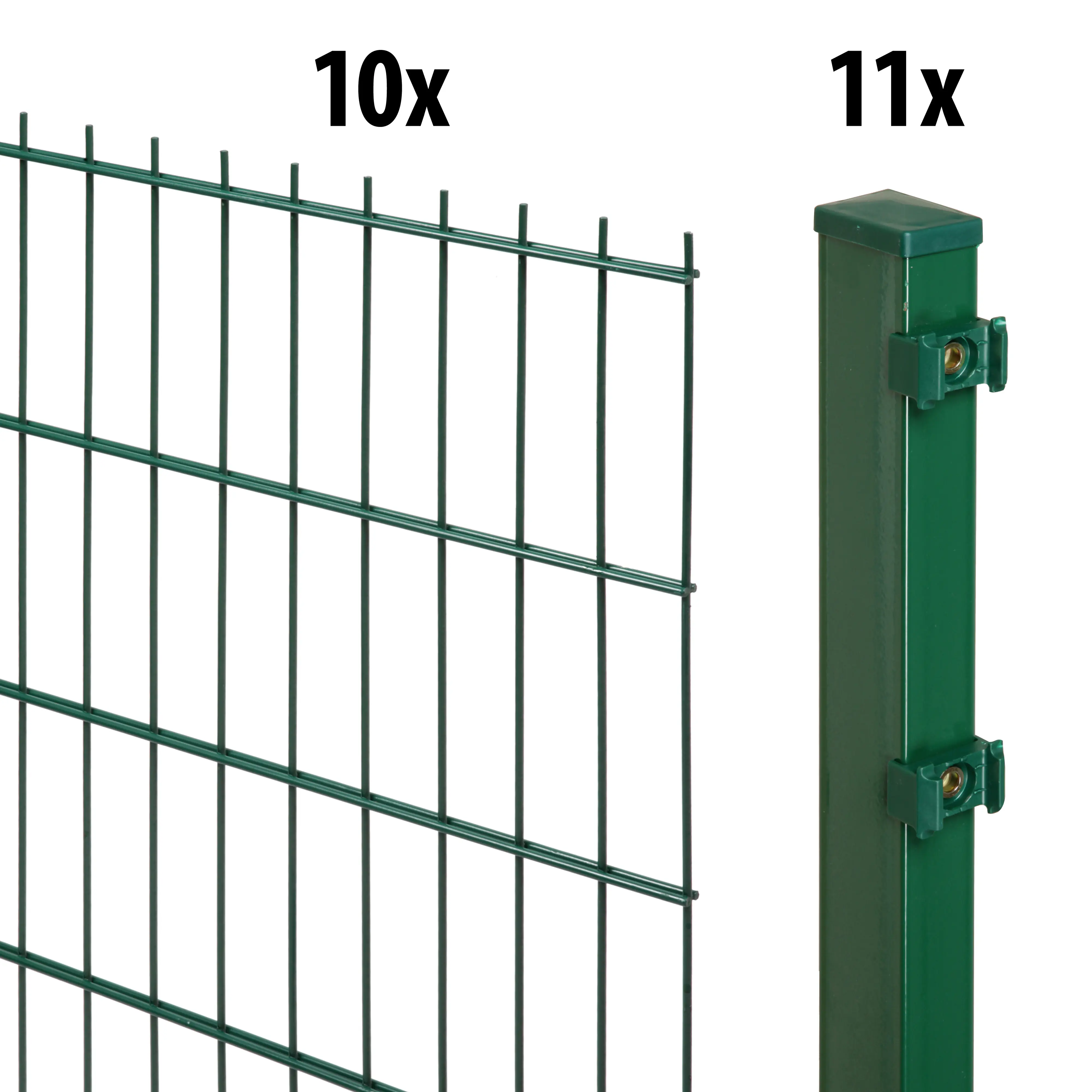 Floraworld Doppelstabmatten-Zaun Set Comfort 20 m 201 x 123 cm inkl. 11 Pfosten 180 cm moosgrün