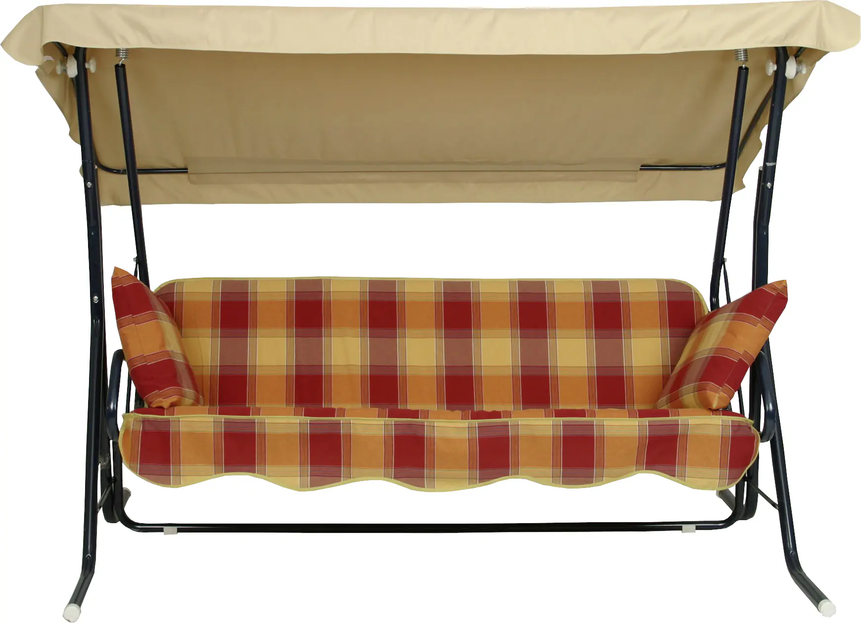 GO-DE Auflage für Hollywoodschaukel 180 x 110 x 8 cm, orange, rot kariert
