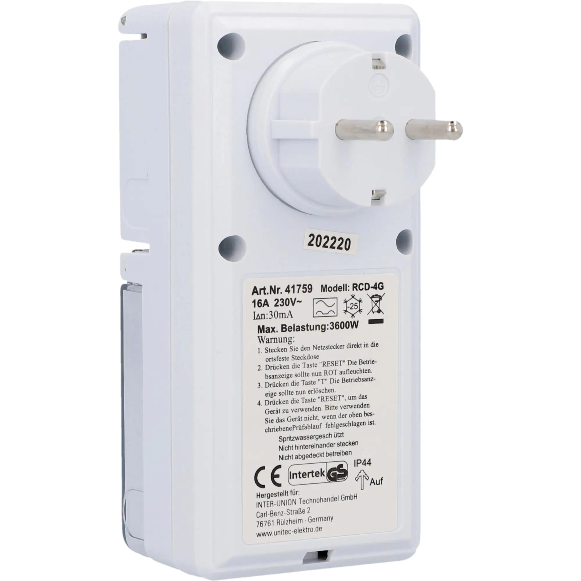 Personenschutz Adapter IP44 weiß