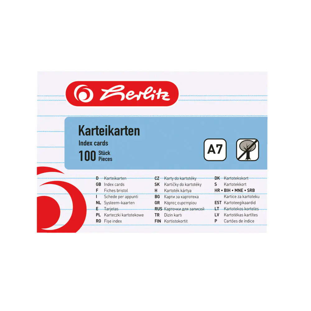 herlitz Karteikarte A7 liniert weiss 100 Stück