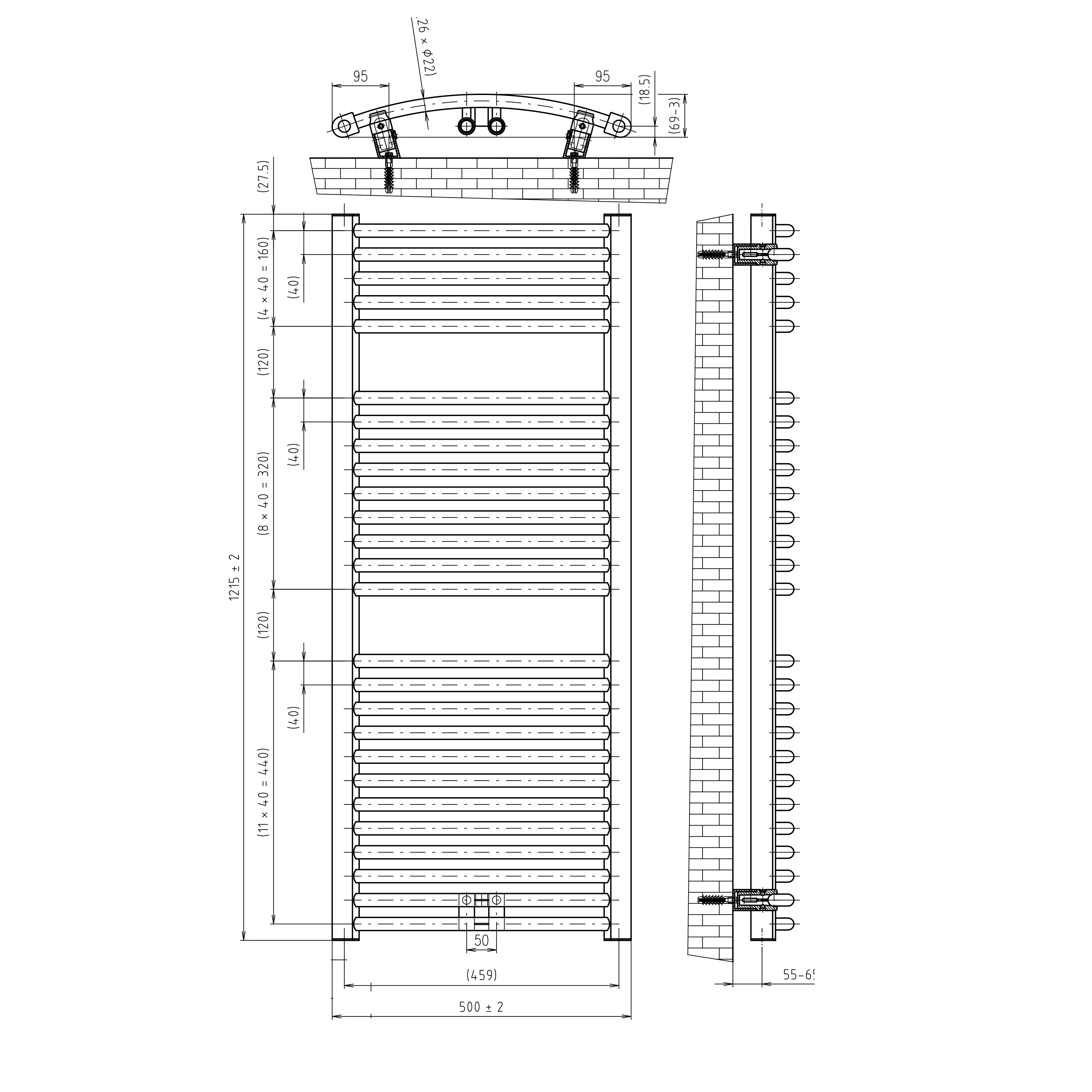 4060991037948_3 Schulte Badheizkörper München Rund 121,5 x 50 cm cm 612 Watt