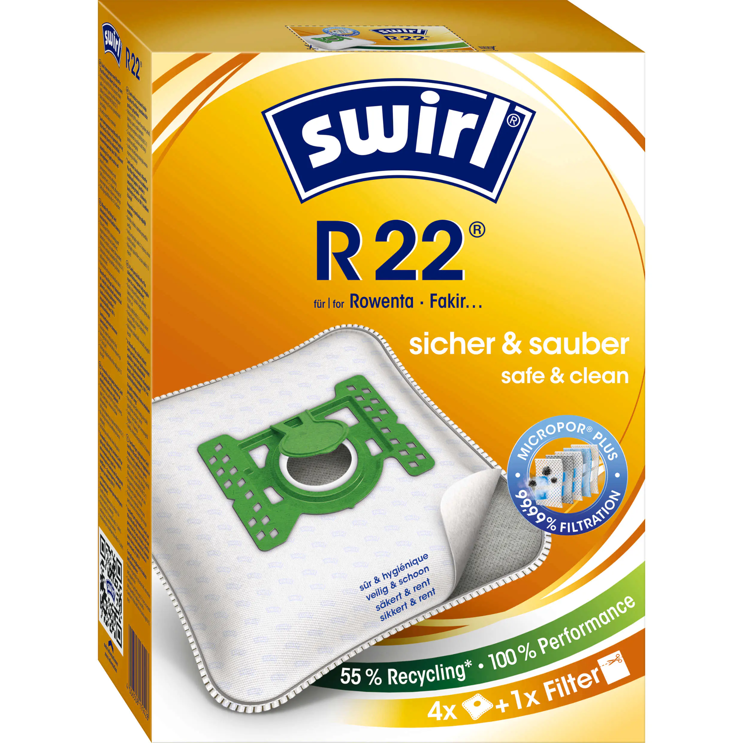 Swirl R 22 EcoPor Staubsaugerbeutel 4 Staubbeutel + 1 Filter