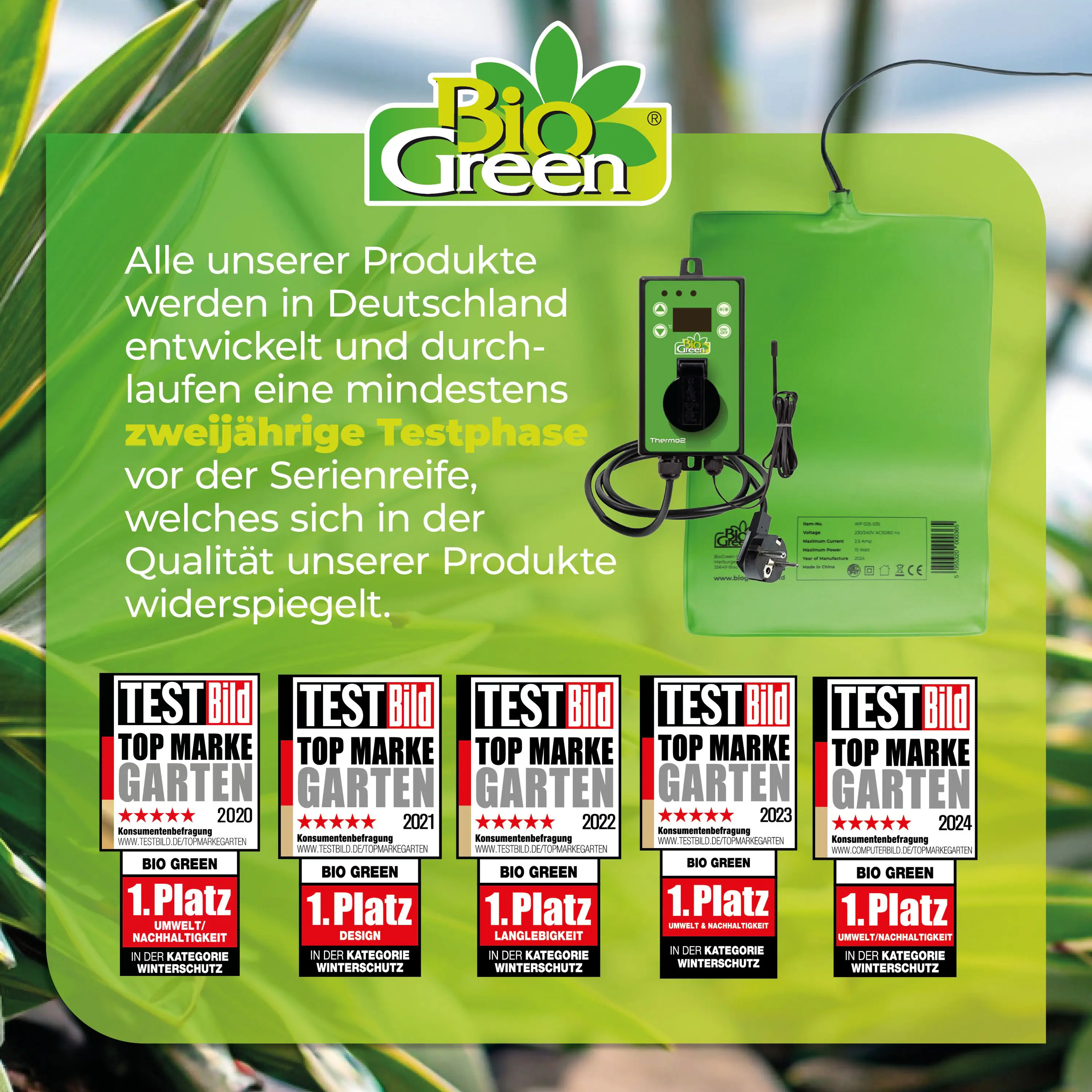 BioGreen Wärmeplatte als Anzuchtbooster für Pflanzen 40 x 120 cm 85 W inkl. Digital-Thermostat