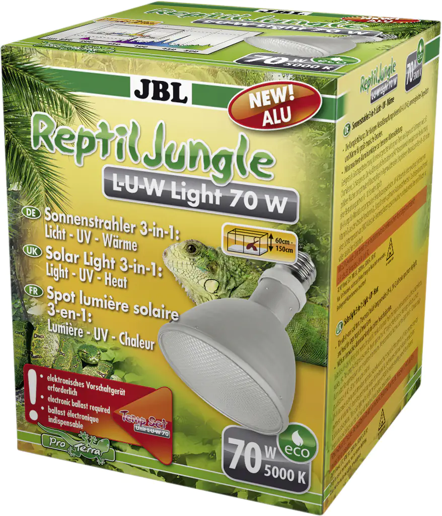 JBL Breitstrahler ReptilJungle L-U-W Light Alu 70W weiß / transparent JBL Breitstrahler ReptilJungle L-U-W Light Alu 70W weiß / transparent