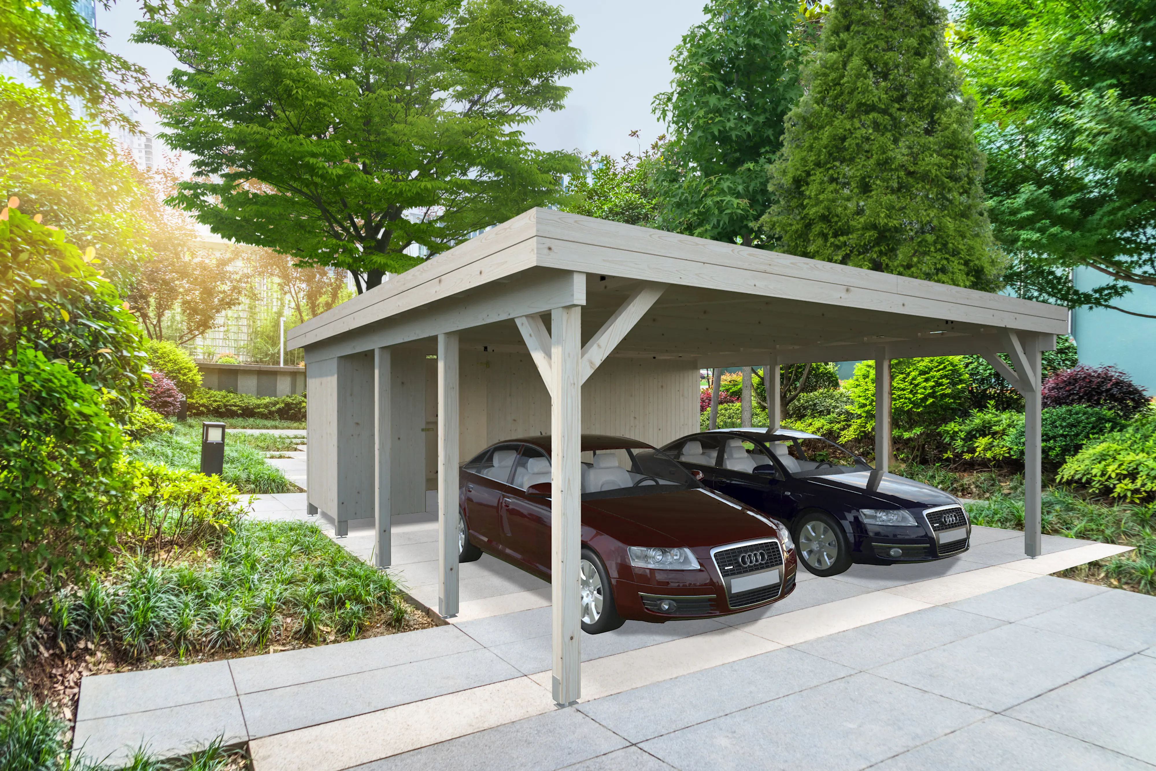 Palmako Gerätehaus für Carport Karl 555 x 196 cm naturbelassen