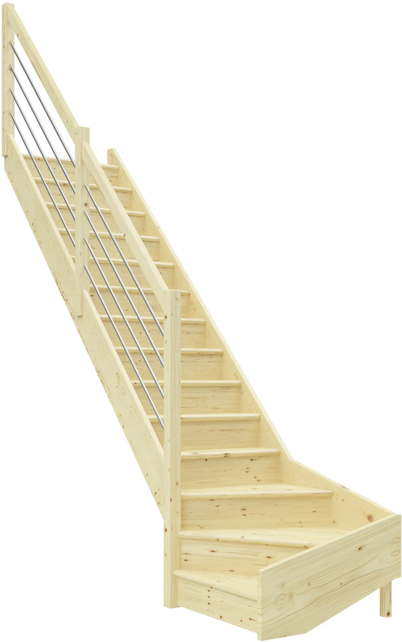 Dolle Raumspartreppen Paris 1/4-gew. Fichte unbehandelt inkl. Geländer