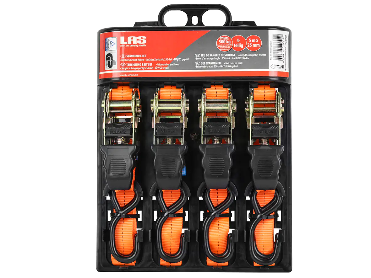 LAS Zurrgurt- Spanngurt-Set 25mmx5m 4 Stück