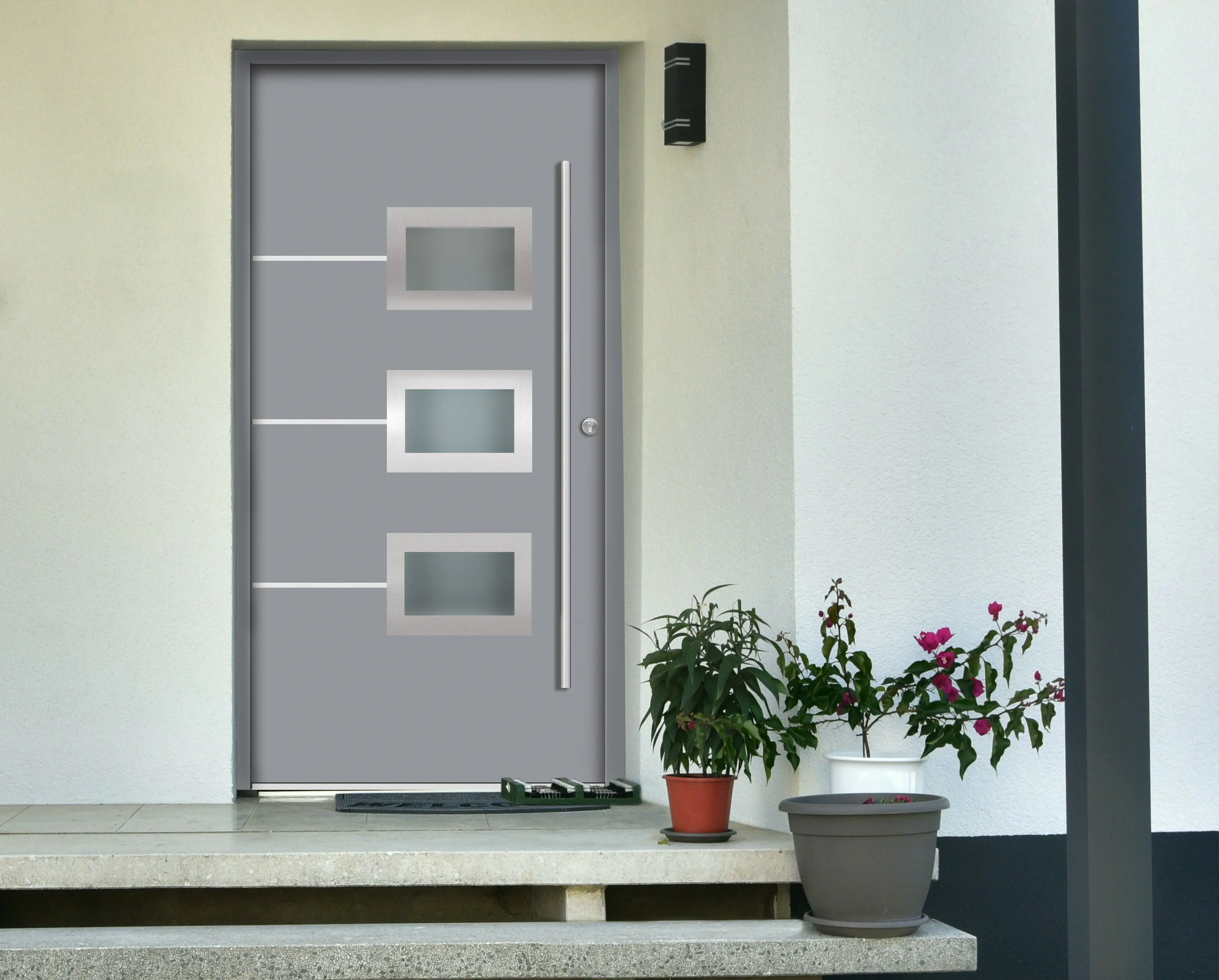 Splendoor Haustür Passivedoor Premium B03 Grau DIN Rechts 110 x 210 cm