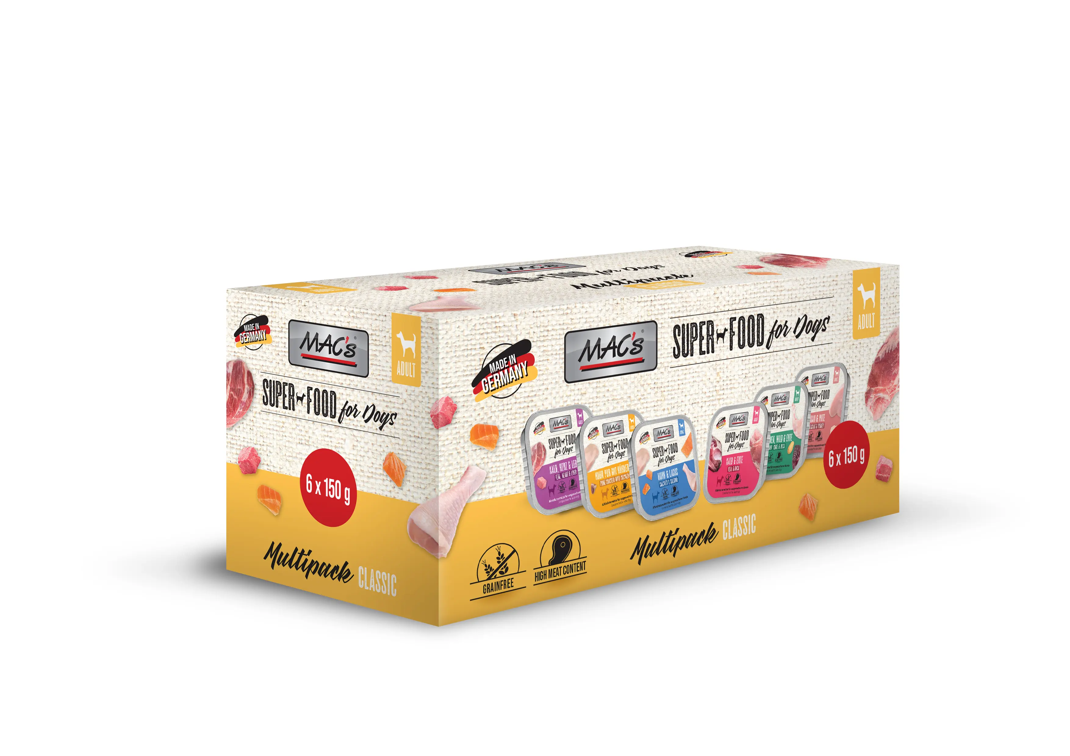 Macs Dog Hundenassfutter Multipack getreidefrei 6 x 150 g versch. Geschmacksrichtungen