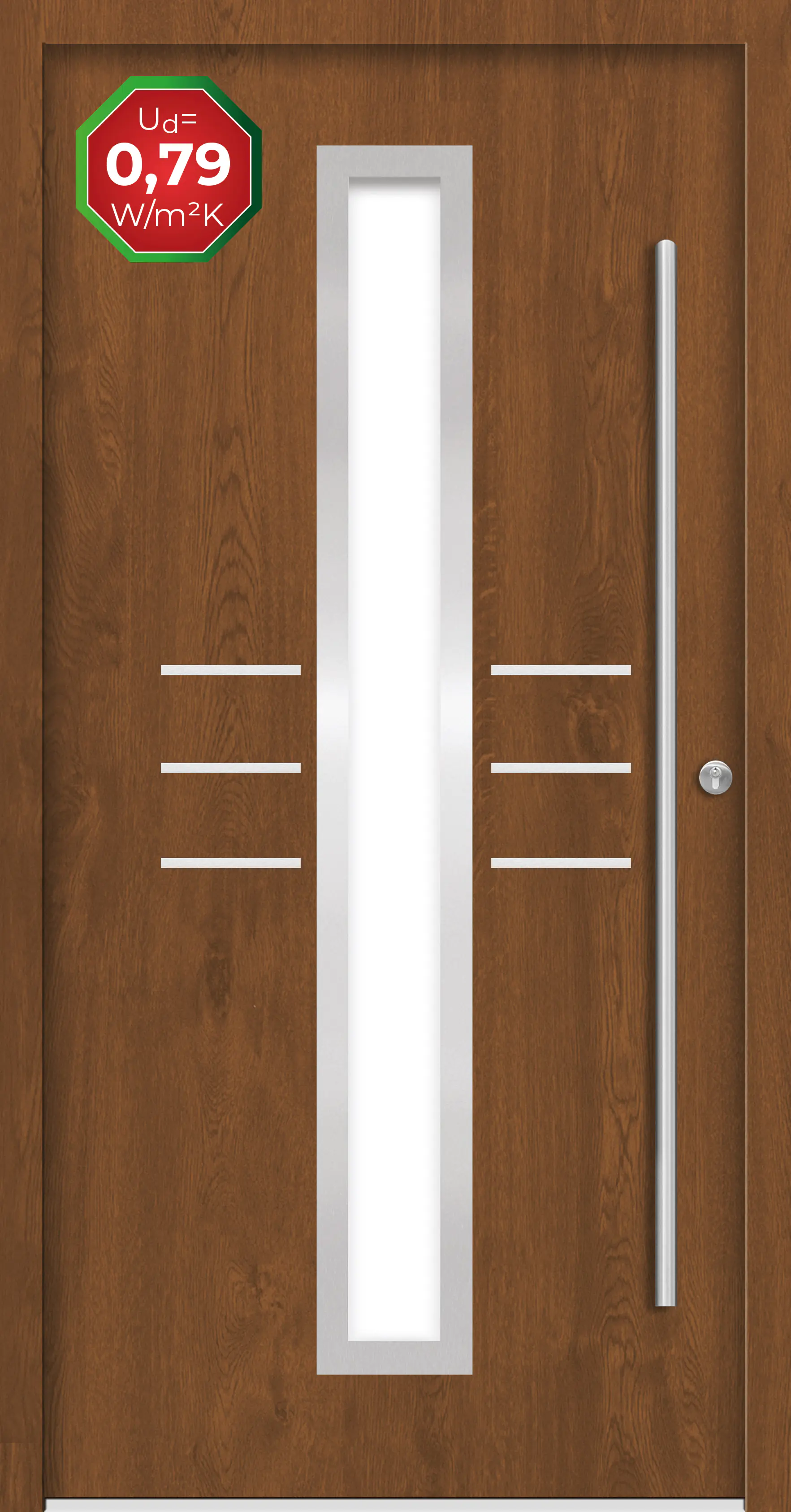 Splendoor Haustür Passivedoor Premium B07 Golden Oak DIN Rechts 100 x 210 cm