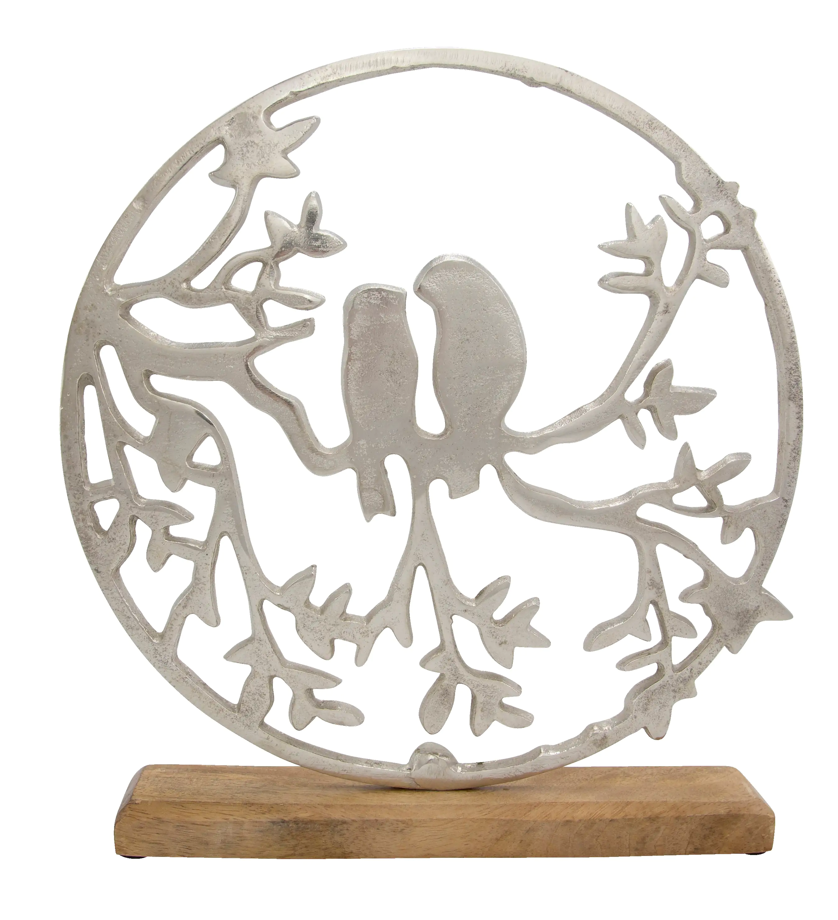 Riffelmacher Dekoring mit Vögeln auf Holzsockel 43 x 8 x 44 cm