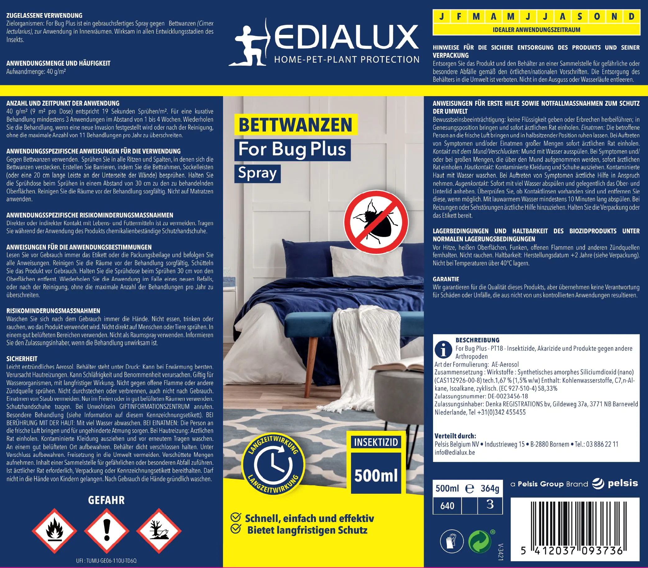 Edialux Bettwanzen Spray For-Bug Plus 500 ml 