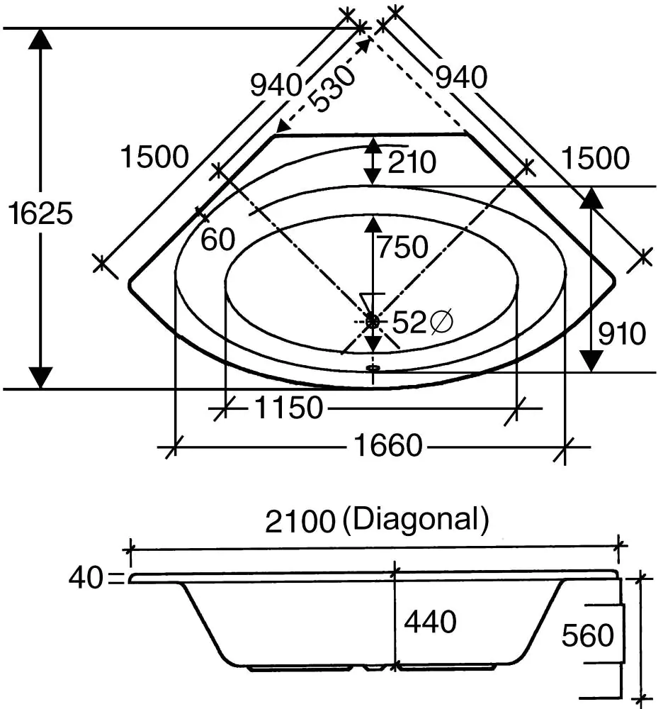 Ottofond Eckwanne Canary 150 x 150 cm, weiß Ottofond Eckwanne Canary 150 x 150 cm, weiß