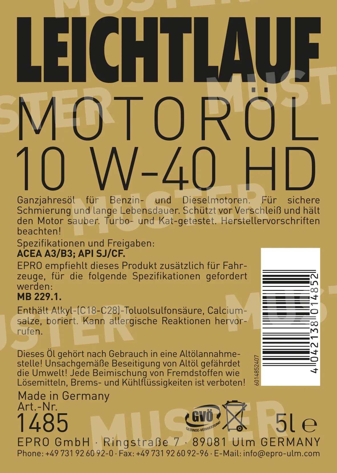 Motoröl Leichtlauf 10W-40 HD 5L Motoröl Leichtlauf 10W-40 HD 5L