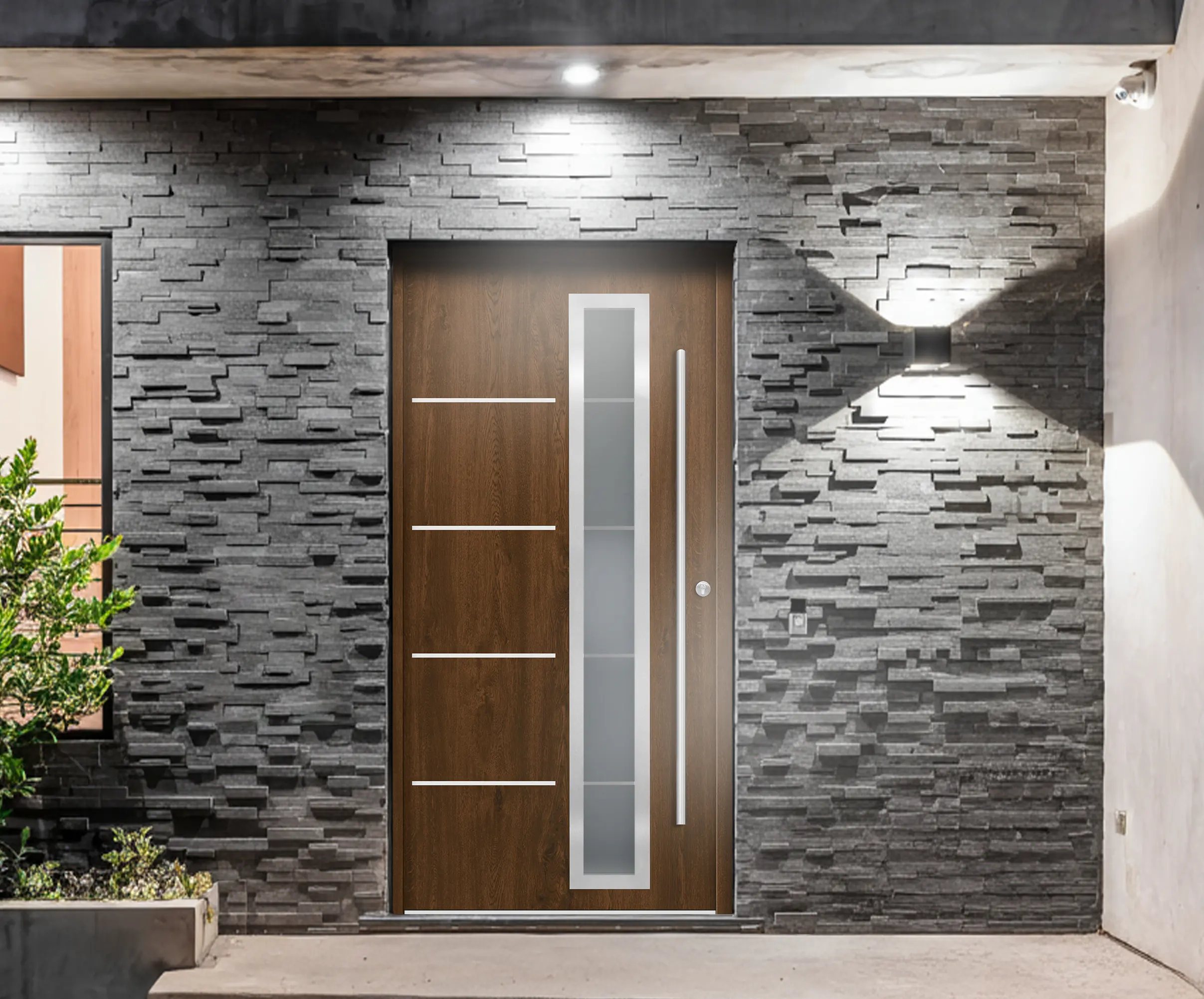 Splendoor Haustür Passivedoor Premium B06 Nussbaum DIN Rechts 100 x 210 cm