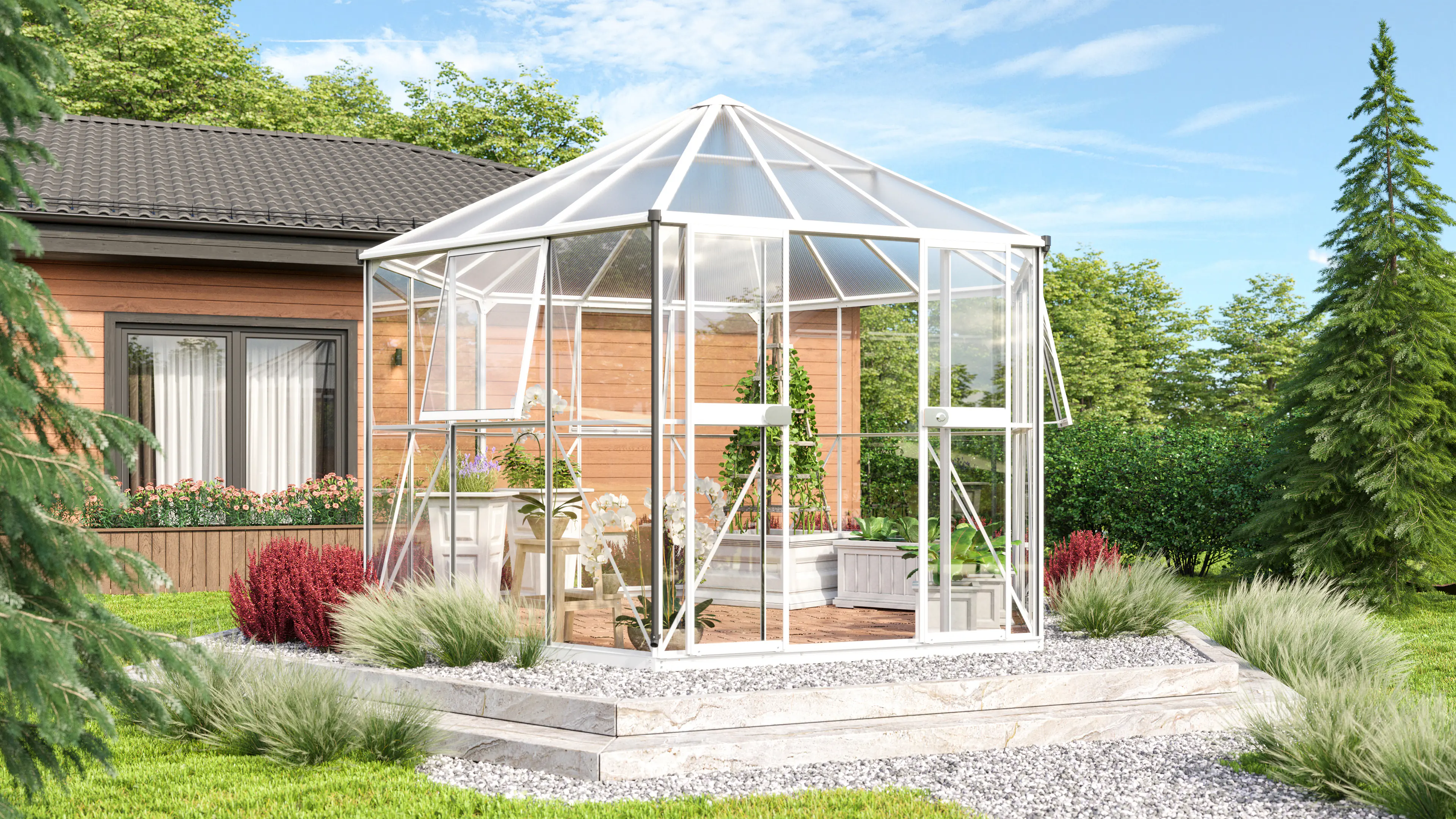 Vitavia Gewächshaus Juno 9000 383 x 331 cm 3 mm ESG