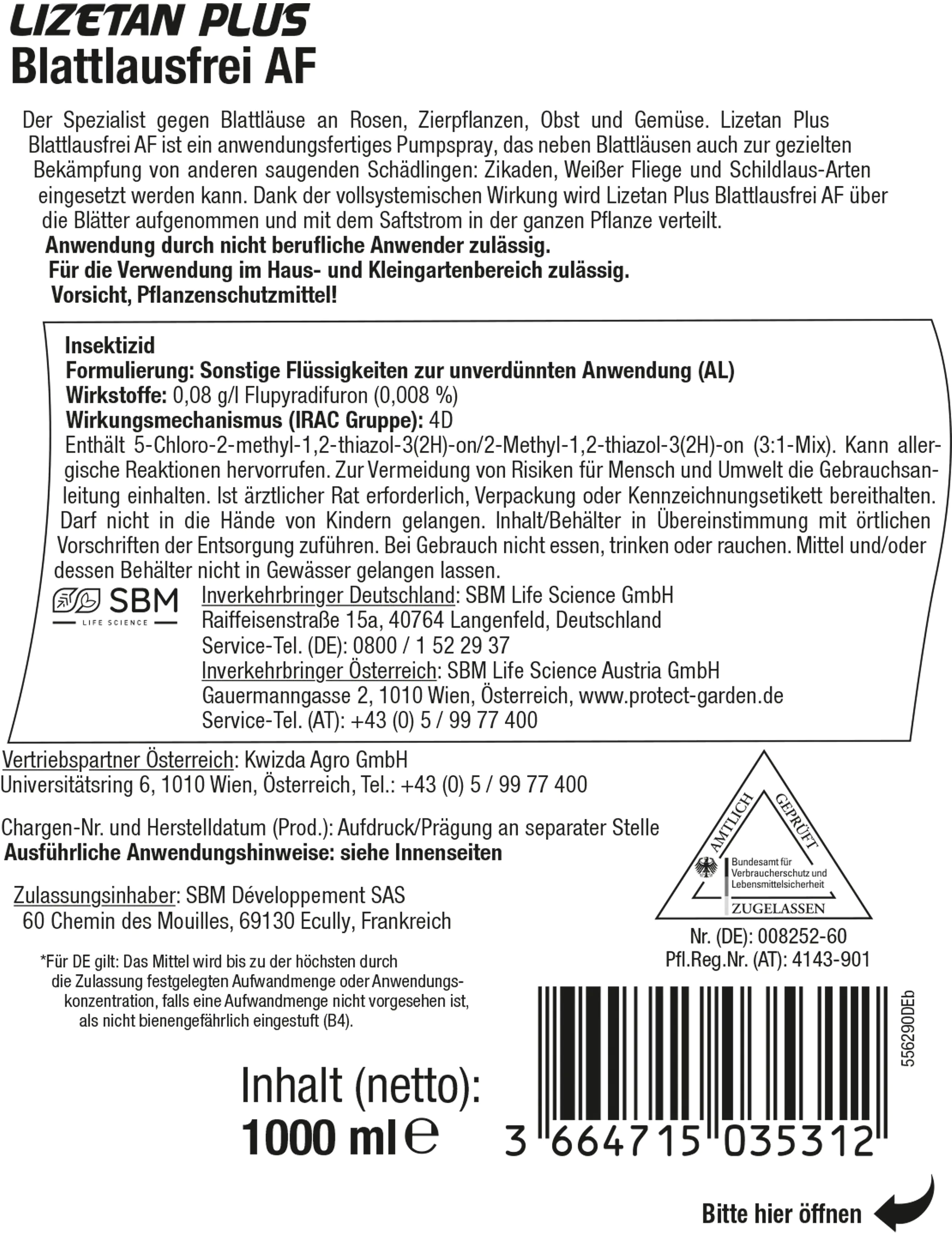 Protect Garden Lizetan Plus Blattlausfrei AF 1 l Protect Garden Lizetan Plus Blattlausfrei AF 1 l