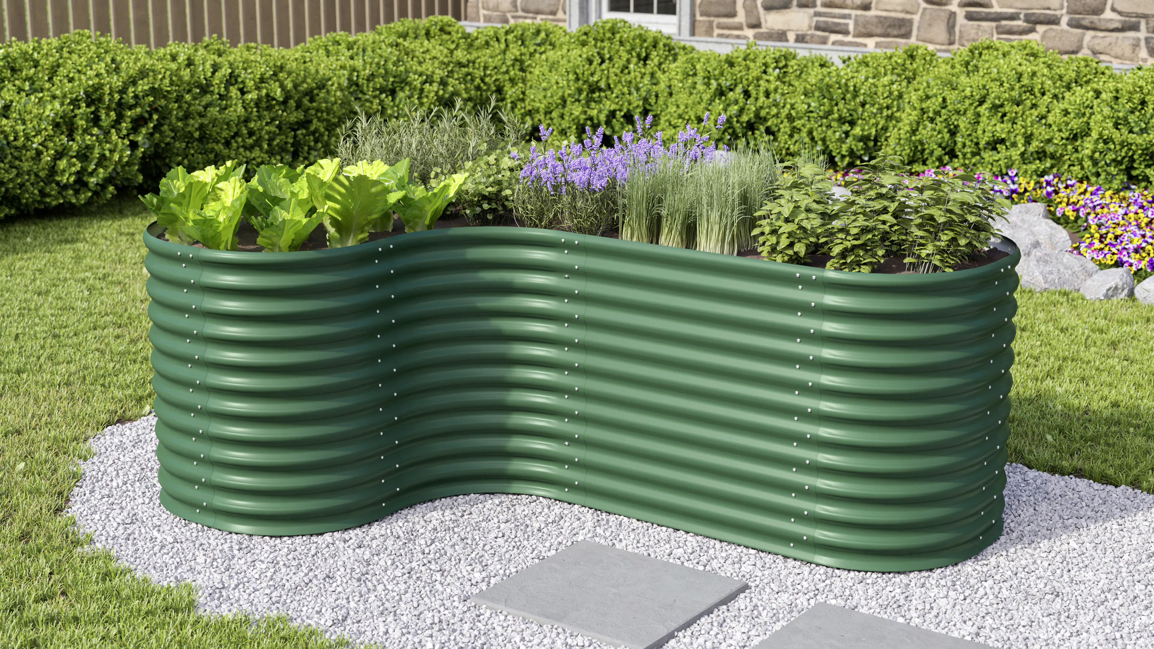 Vitavia Erweiterung Curve zu Hochbeet 858 80 x 86 cm seegras