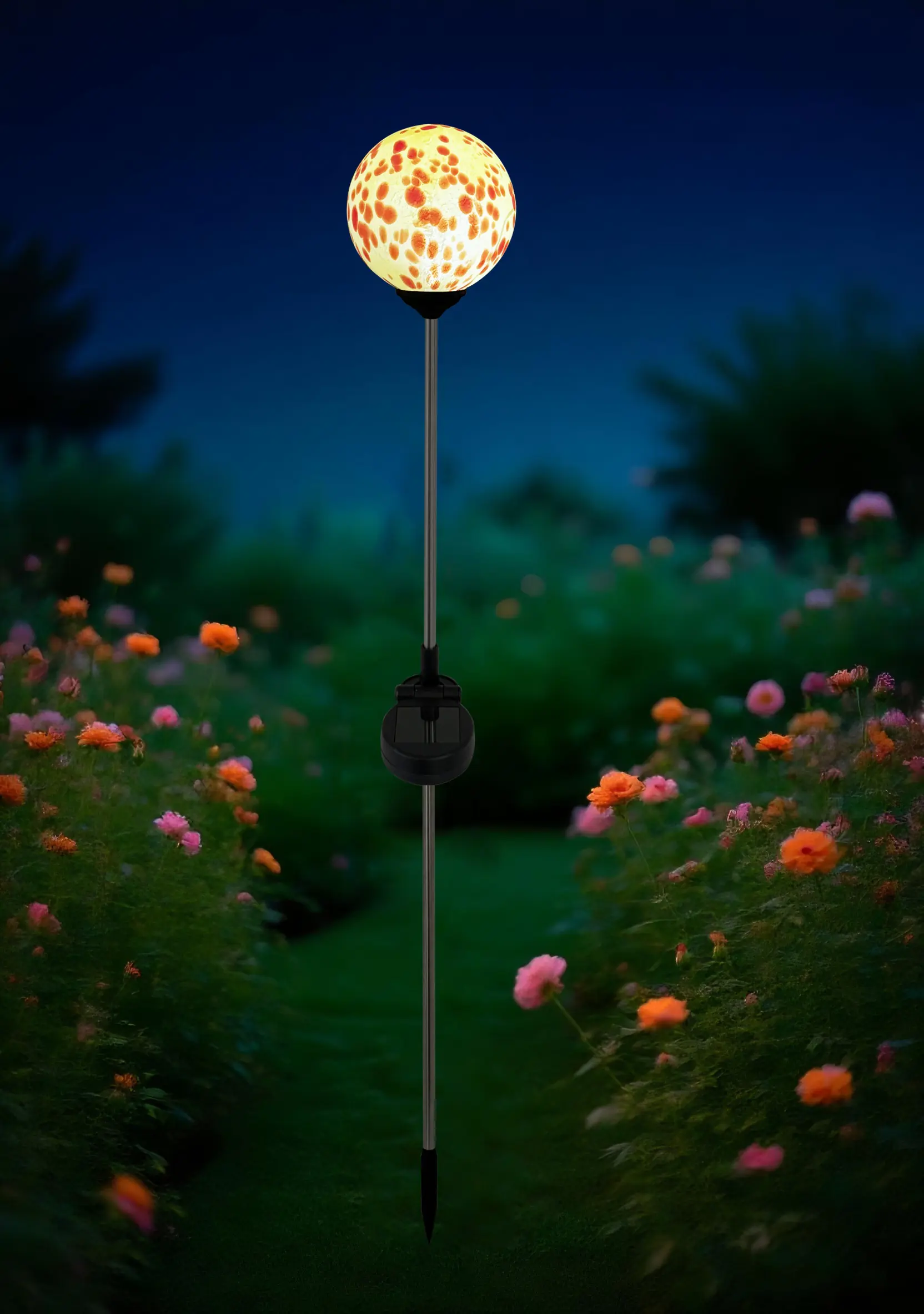 Dapo LED Solarleuchte Glaskugel mit Erdspieß weiß