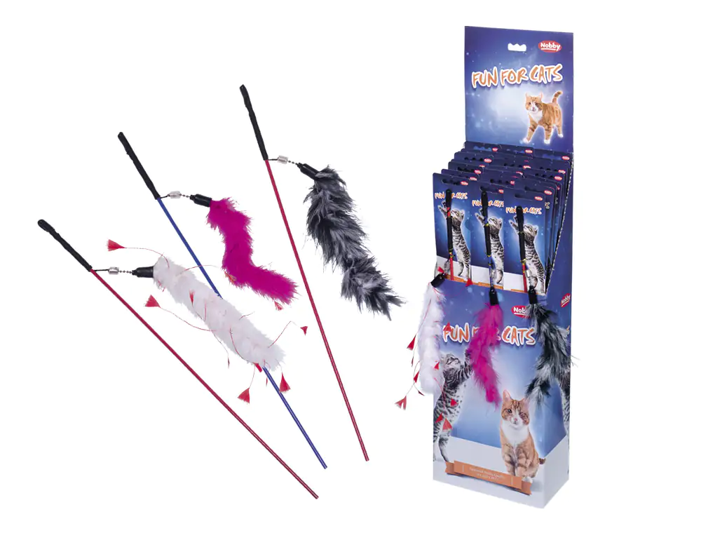 Nobby Katzenangel mit Plüschspielzeug weiß/pink/grau