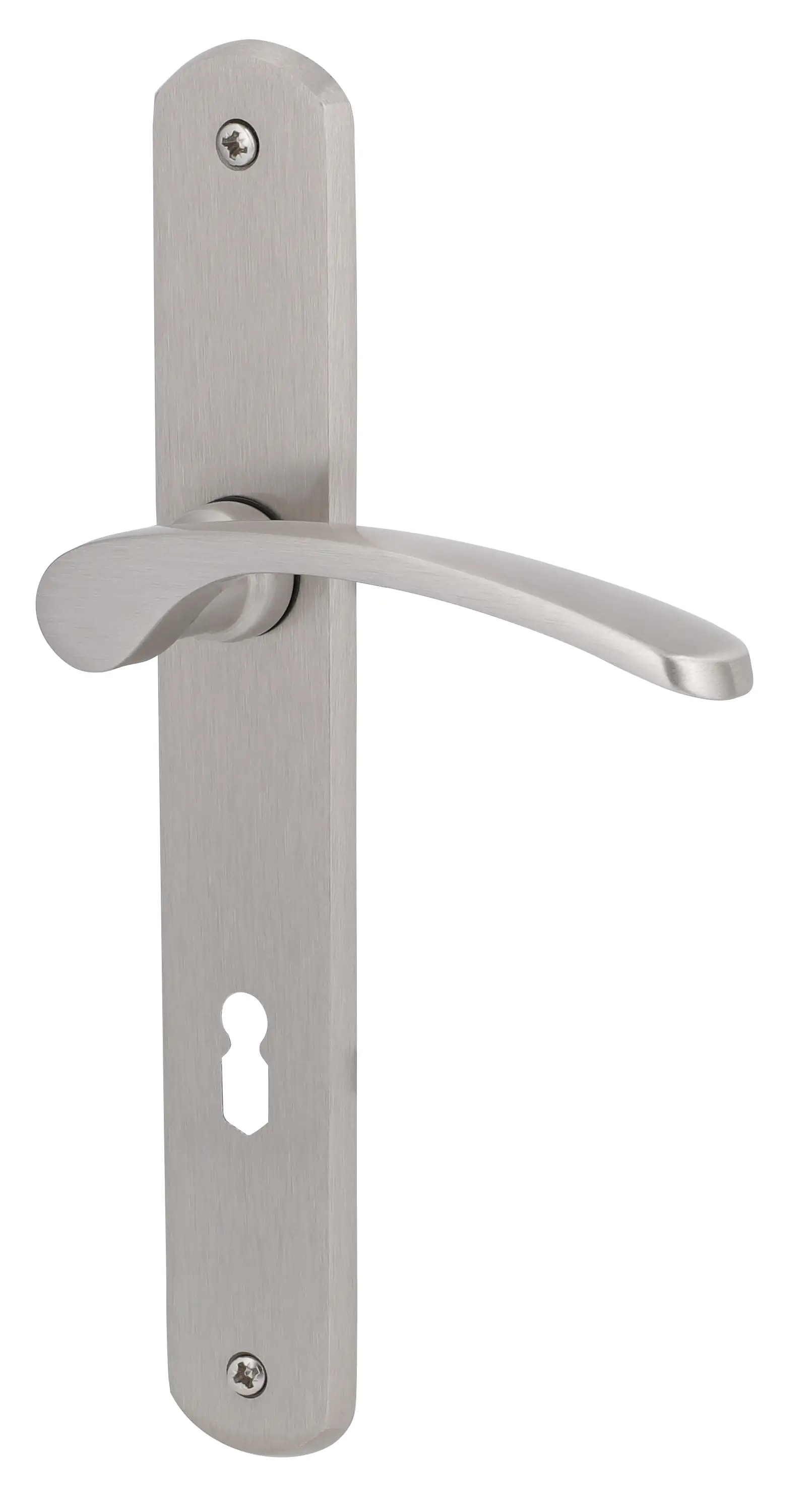 Alpertec BB-Langschildgarnitur Amos Messing silber abgerundet