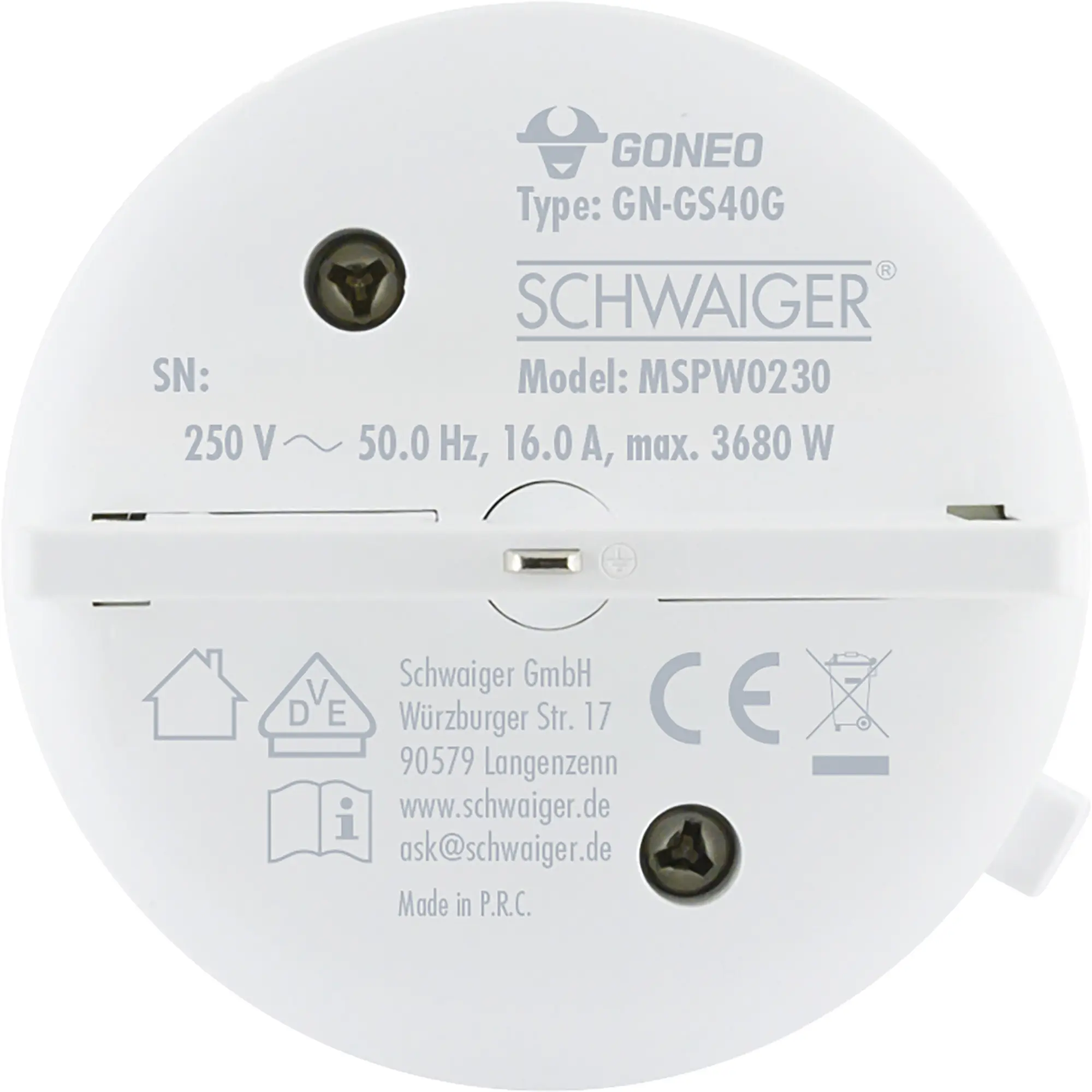 Schwaiger Steckdosenadapter für modulare Stromschiene max. 3680W weiß