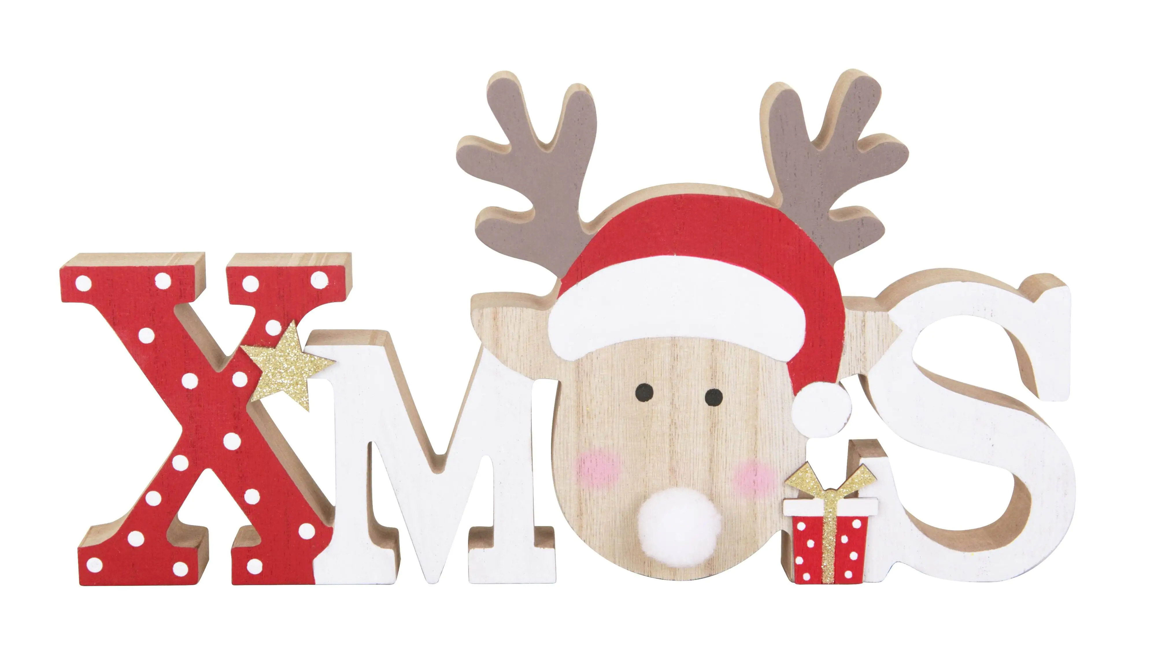 TrendLine Weihnachtsaufsteller Holz Xmas 29 x 15 cm rot weiß