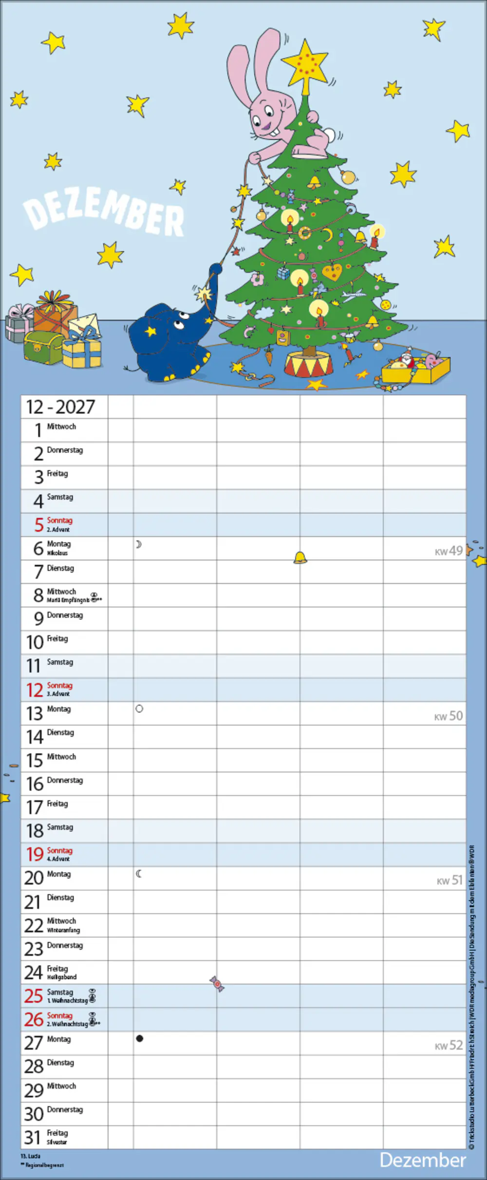 Korsch Kalender Familienplaner Sendung mit der Maus 2027