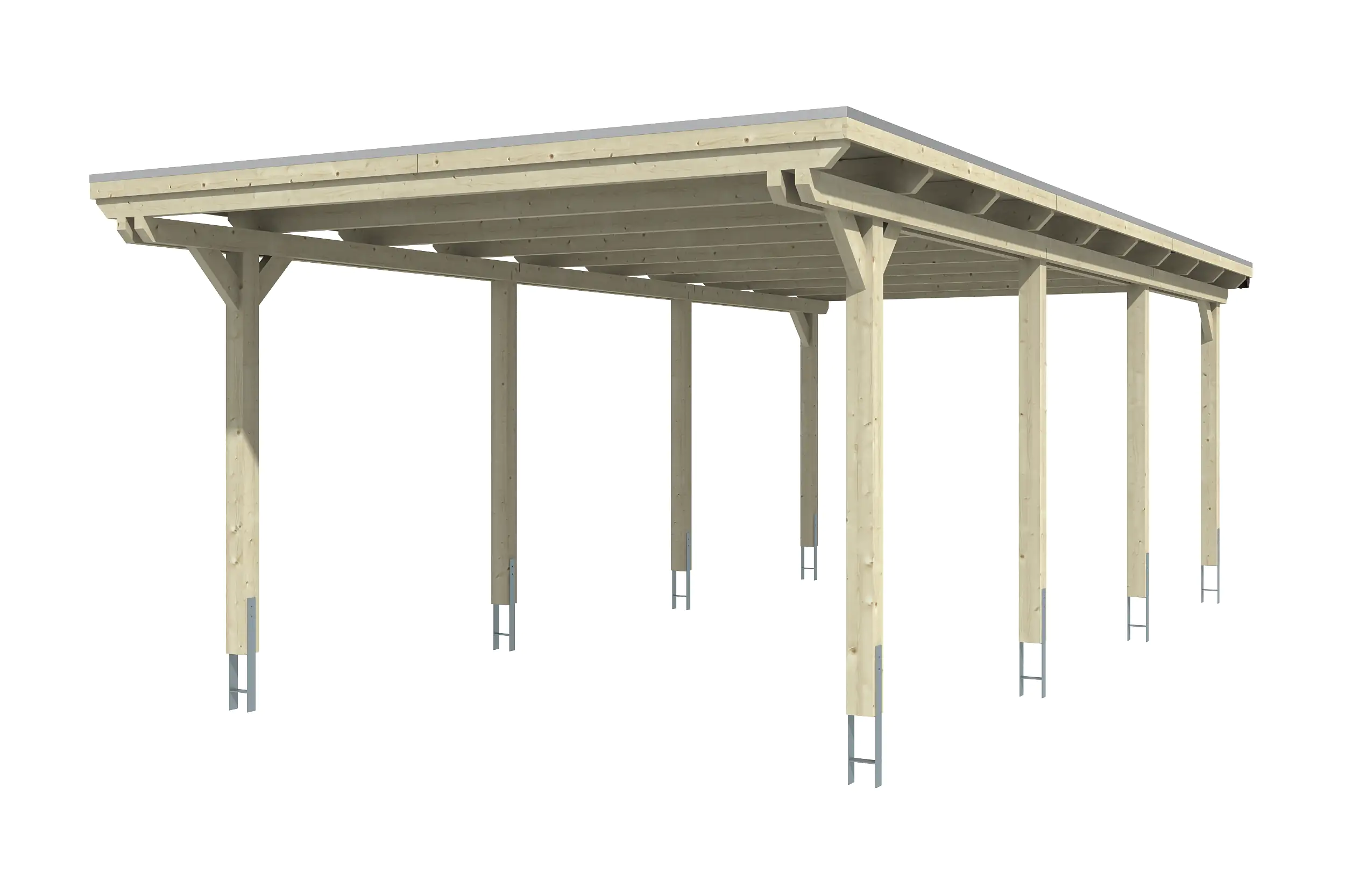 4018211022939_02 SKAN HOLZ Carport Emsland 404 x 846 cm mit EPDM-Dach, lasiert in Nussbaum