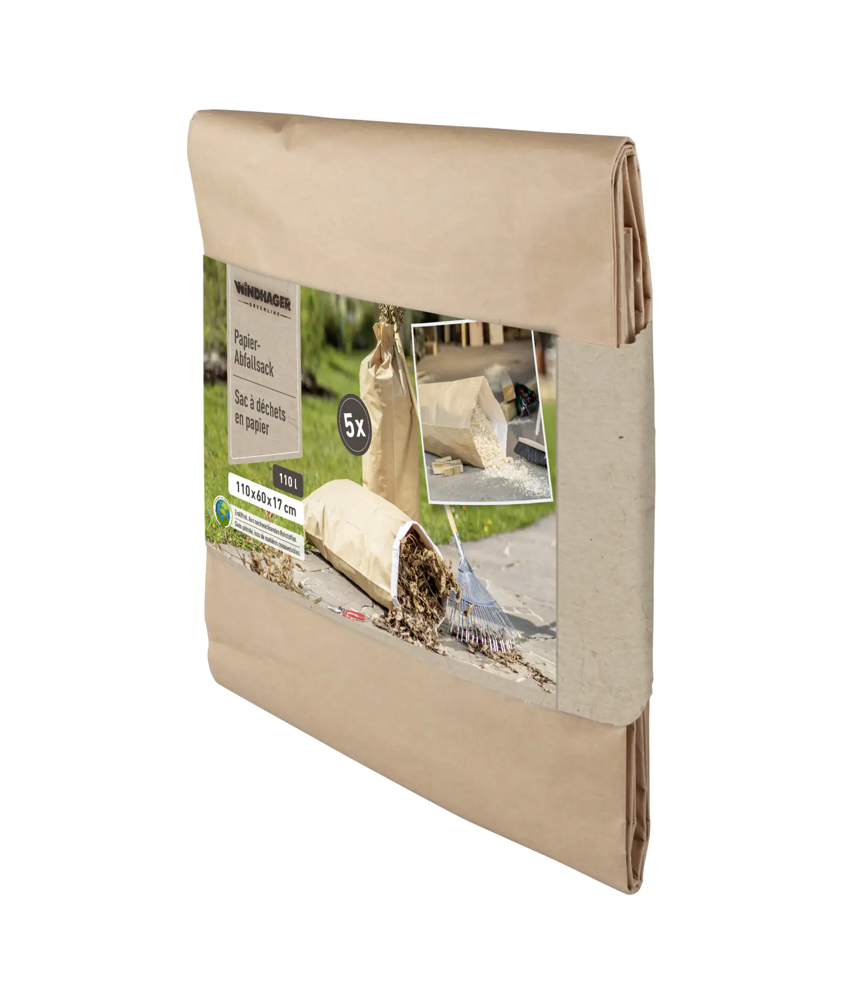 9003117078109_1 Windhager Abfallsack aus Papier 110 L, 5 Stück