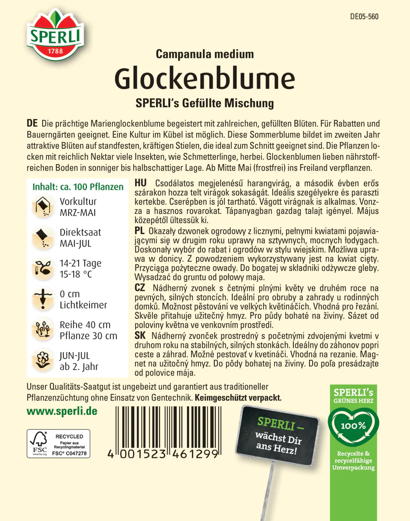 Sperli Glockenblume SPERLI's Gefüllte Mischung