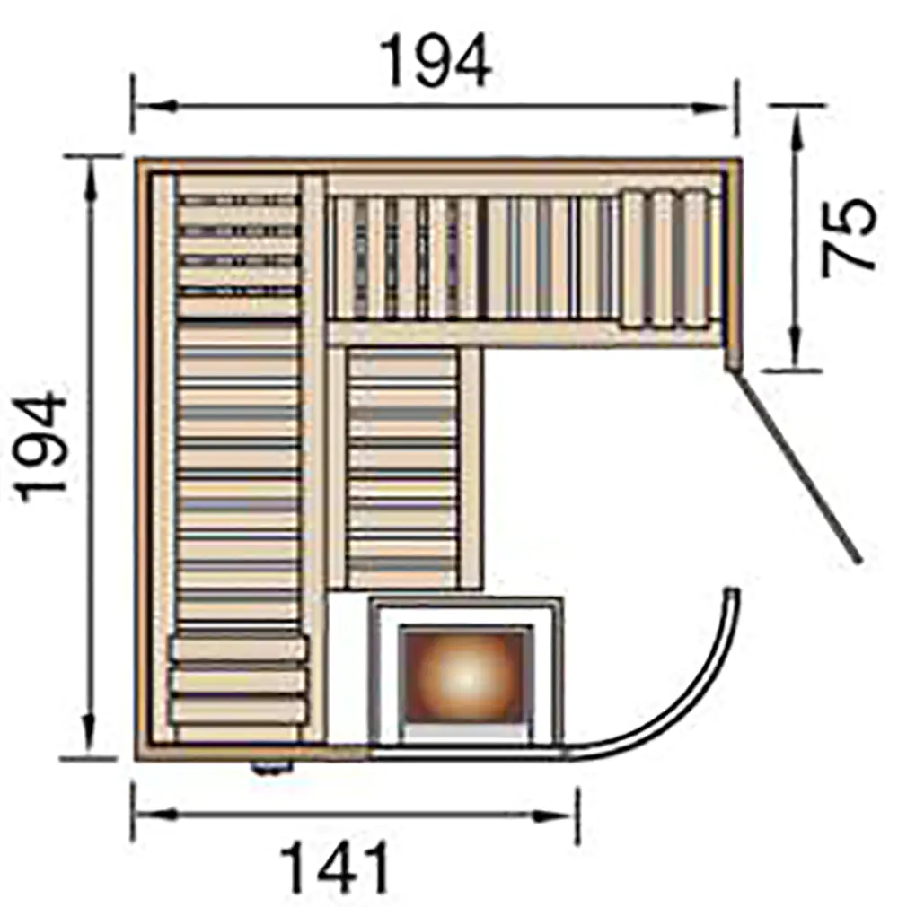 Weka Element-Designsauna Sara 1 Set 1 mit OS Saunaofen